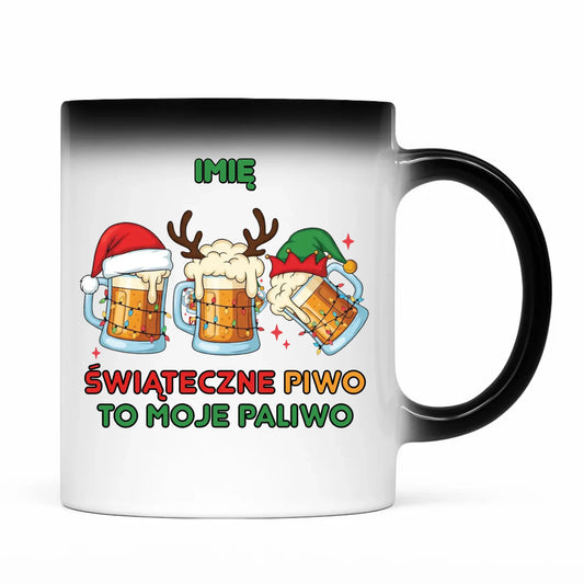 Kubek magiczny świąteczny - Świąteczne piwo to moje paliwo - personalizowany BN119 - StoryCups.pl