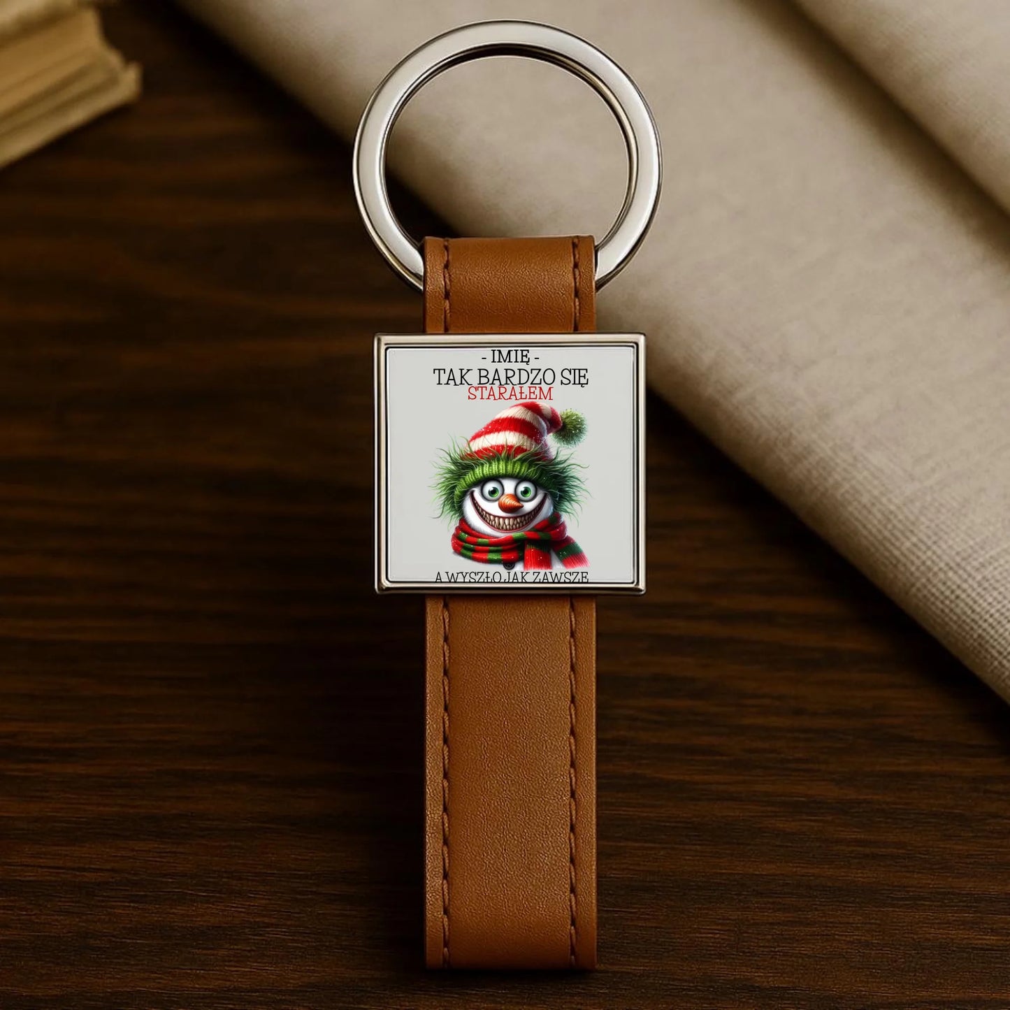 Brelok świąteczny z bałwanem - Tak bardzo się starałem - personalizowany BN120 - StoryCups.pl