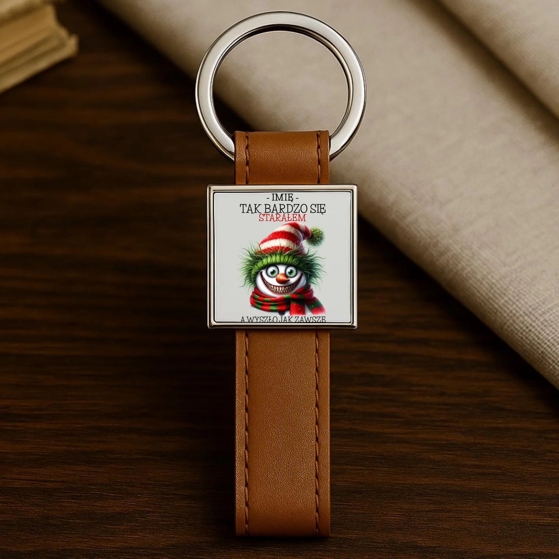 Brelok świąteczny z bałwanem - Tak bardzo się starałem - personalizowany BN120 - StoryCups.pl