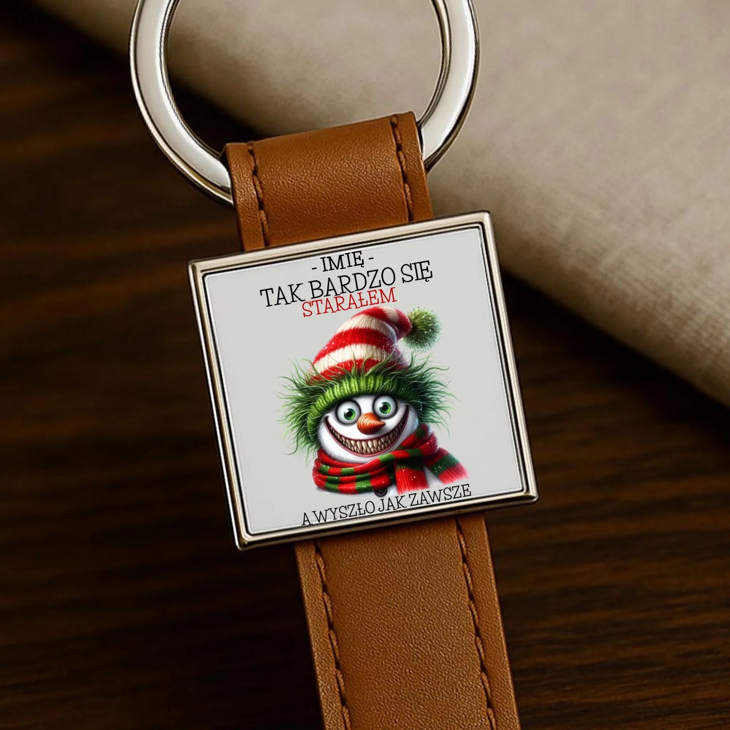 Brelok świąteczny z bałwanem - Tak bardzo się starałem - personalizowany BN120 - StoryCups.pl