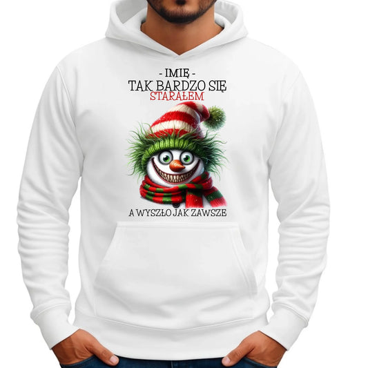 Bluza męska z kapturem świąteczna - Tak bardzo się starałem - personalizowana BN120 - StoryCups.pl