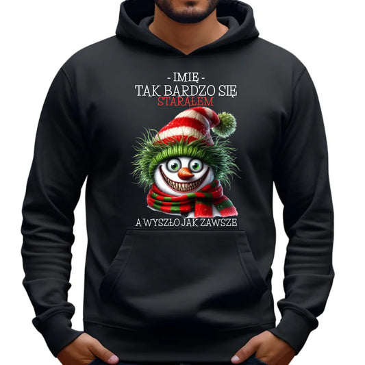 Bluza męska z kapturem świąteczna - Tak bardzo się starałem - personalizowana BN120 - StoryCups.pl