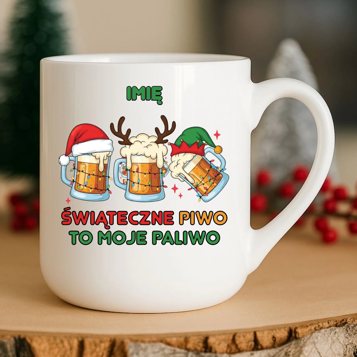 Kubek elegant świąteczny - Świąteczne piwo to moje paliwo - personalizowany BN119 - StoryCups.pl