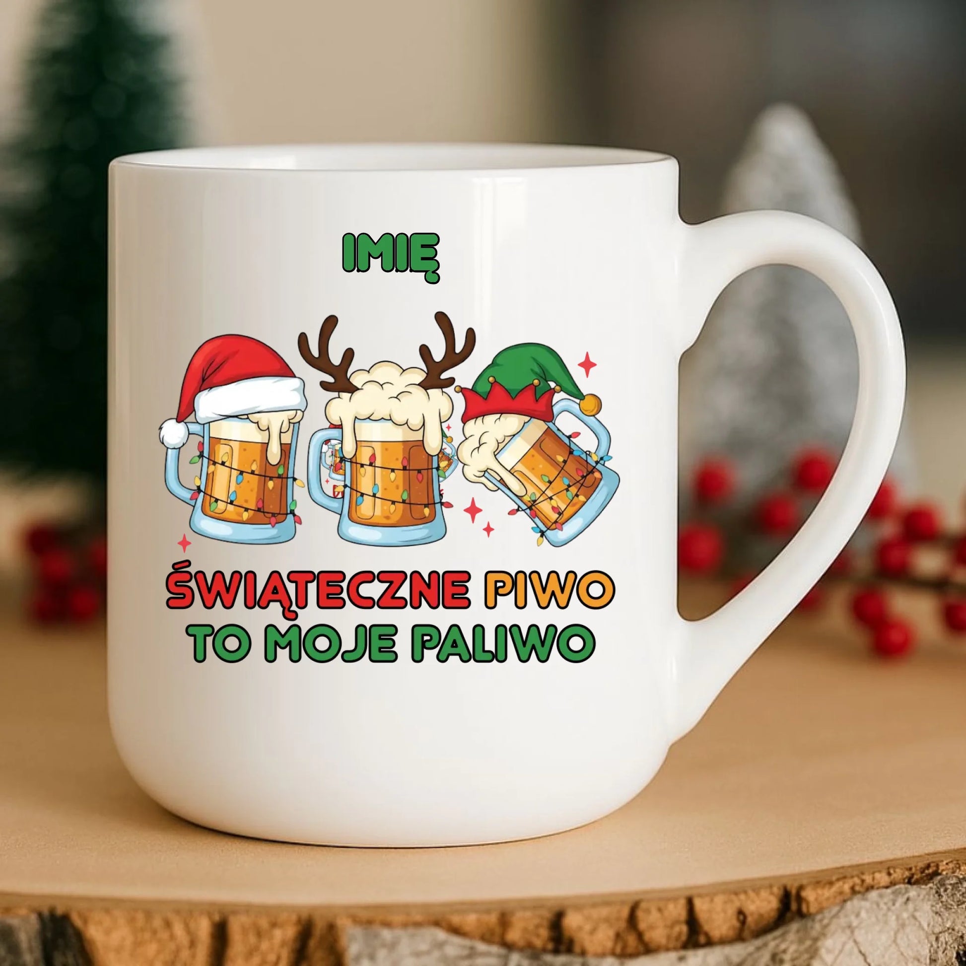 Kubek elegant świąteczny - Świąteczne piwo to moje paliwo - personalizowany BN119 - StoryCups.pl