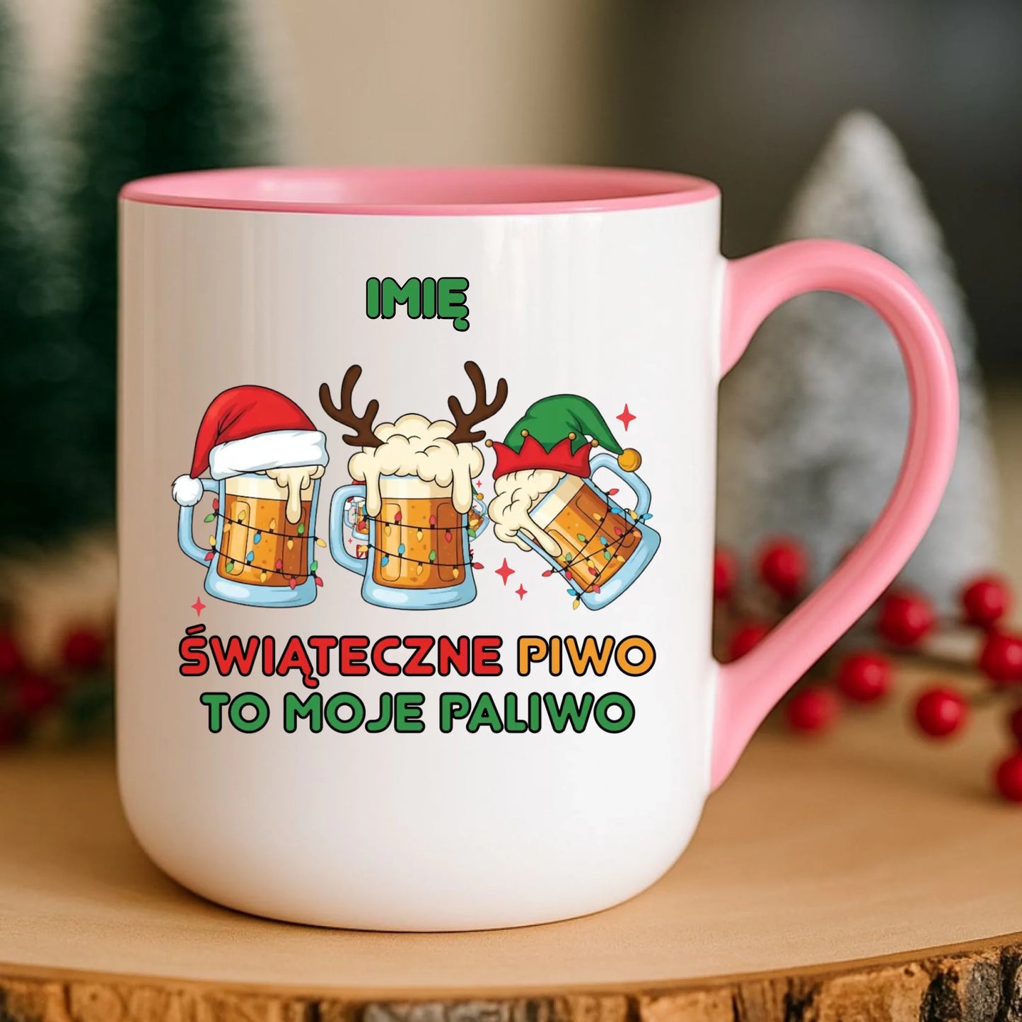 Kubek elegant świąteczny - Świąteczne piwo to moje paliwo - personalizowany BN119 - StoryCups.pl