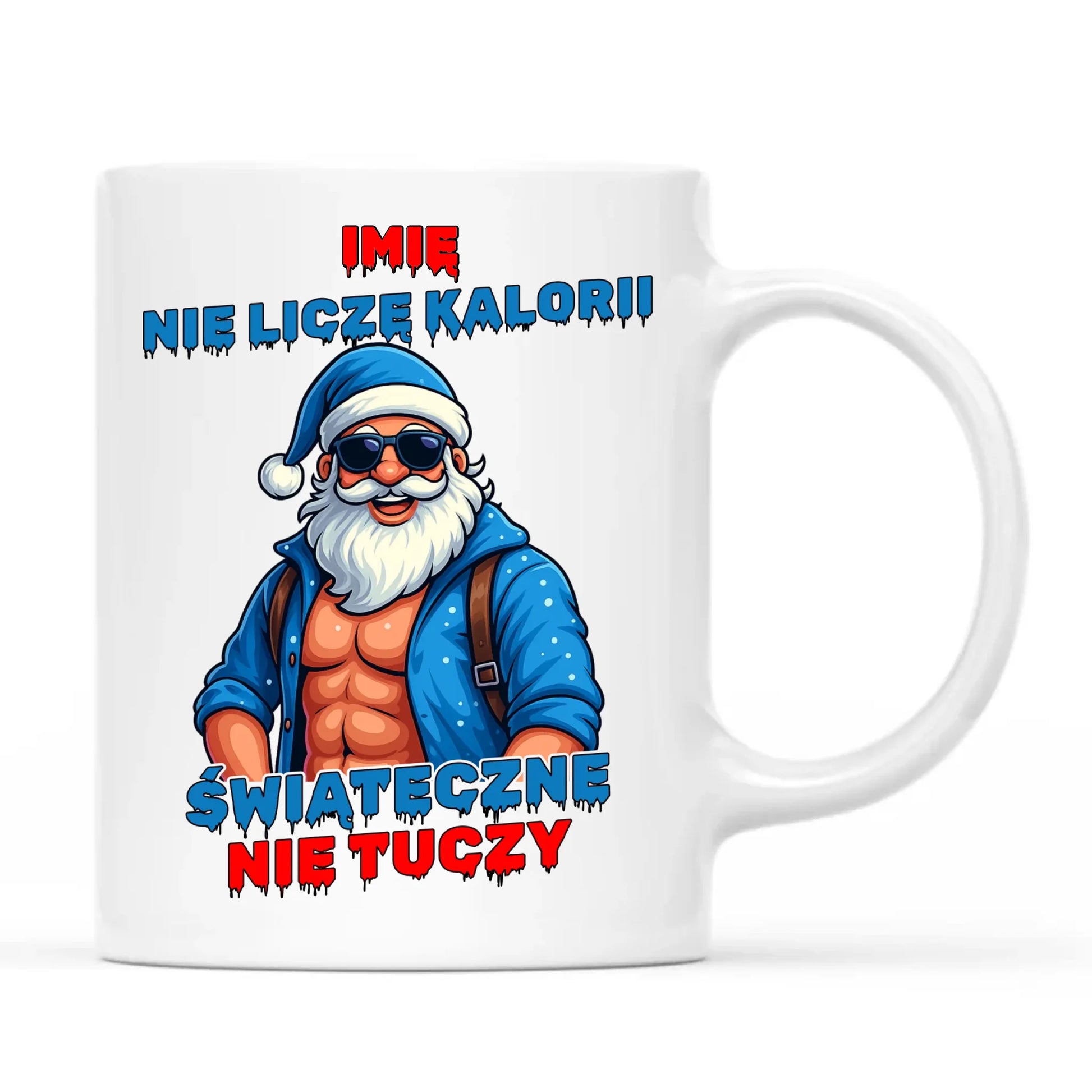 Kubek świąteczny z Mikołajem - Świąteczne nie tuczy - personalizowany BN118 - StoryCups.pl