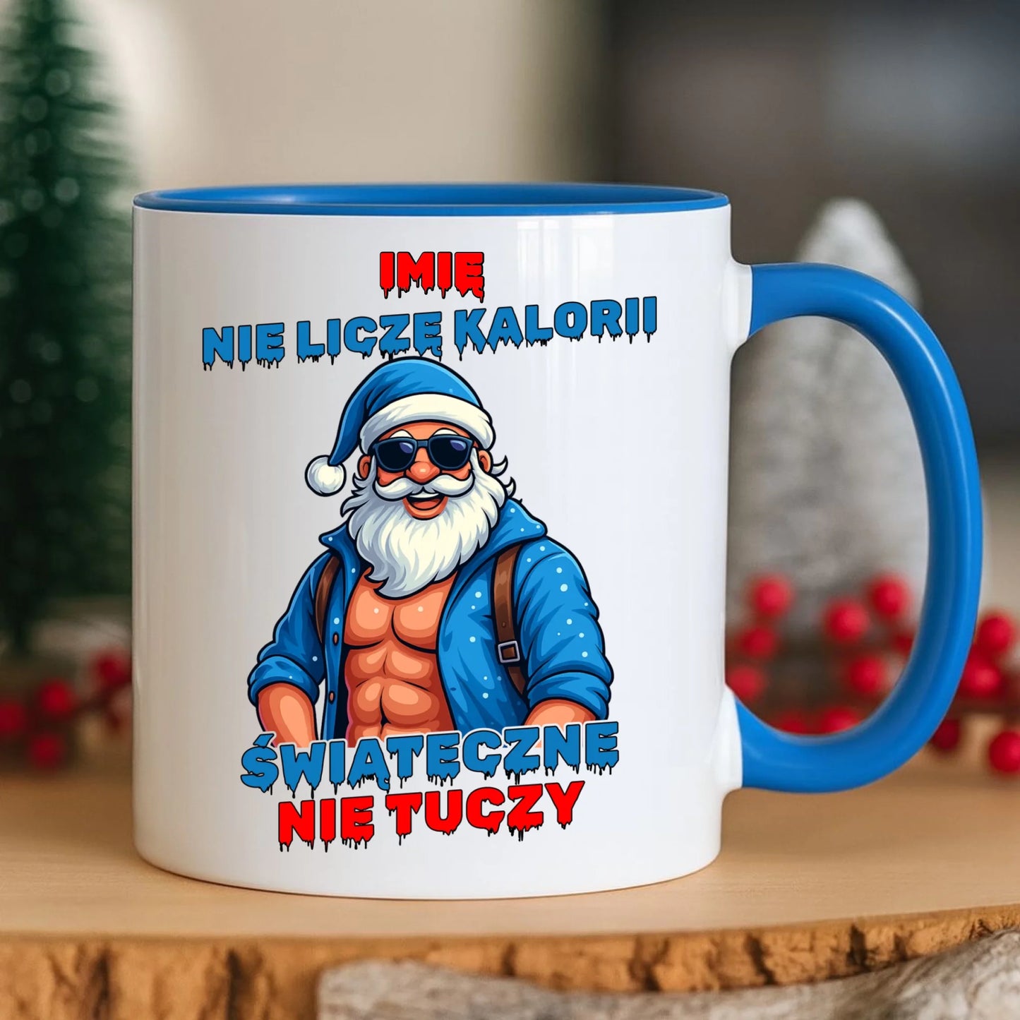 Kubek świąteczny z Mikołajem - Świąteczne nie tuczy - personalizowany BN118 - StoryCups.pl