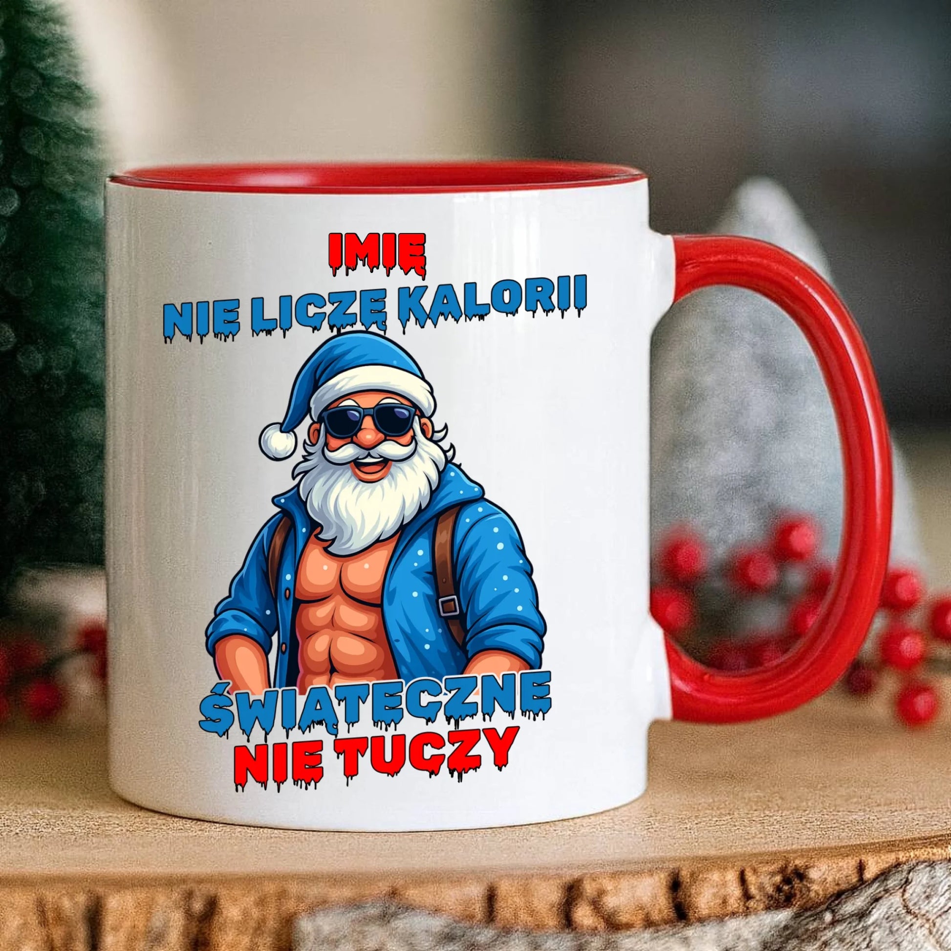 Kubek świąteczny z Mikołajem - Świąteczne nie tuczy - personalizowany BN118 - StoryCups.pl