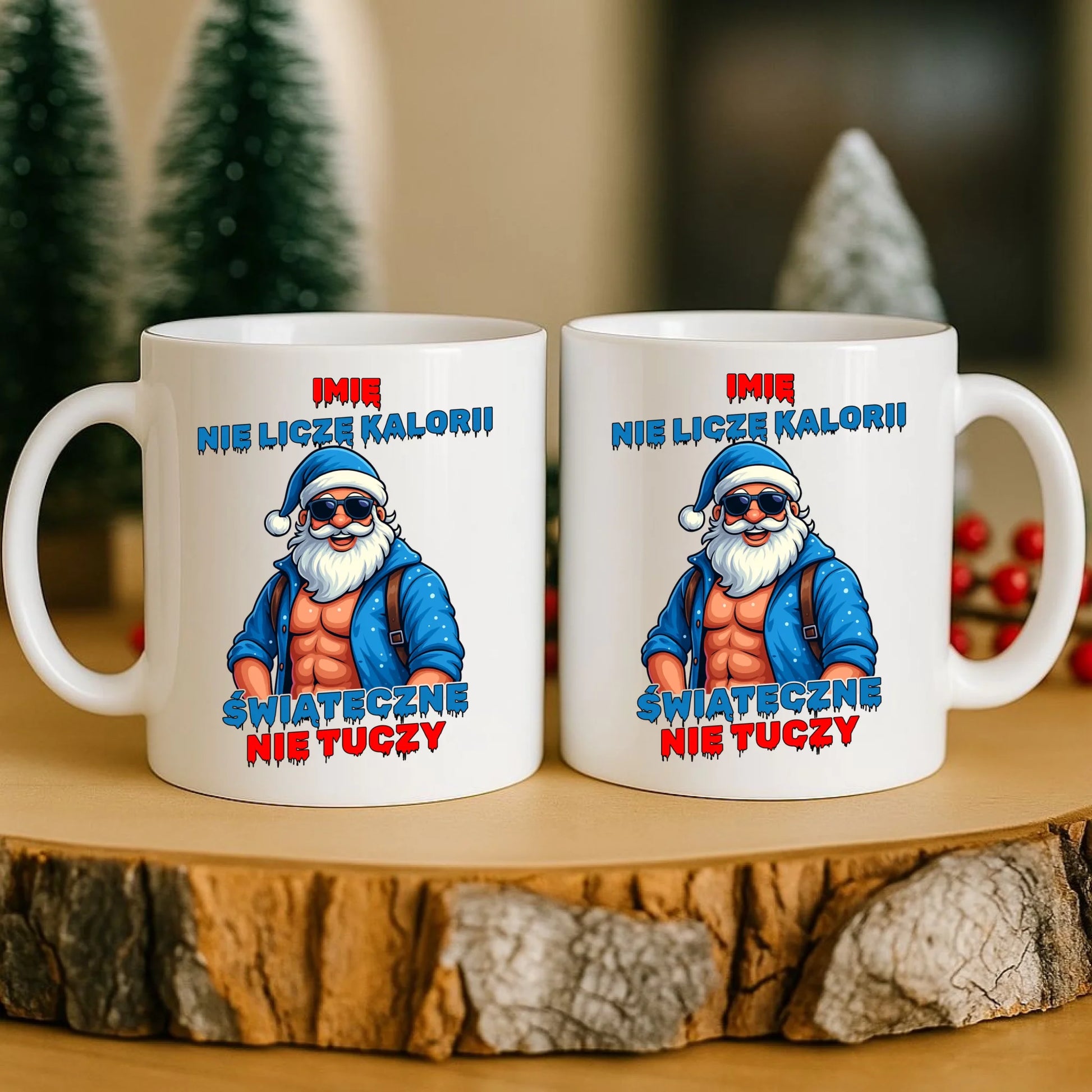 Kubek świąteczny z Mikołajem - Świąteczne nie tuczy - personalizowany BN118 - StoryCups.pl