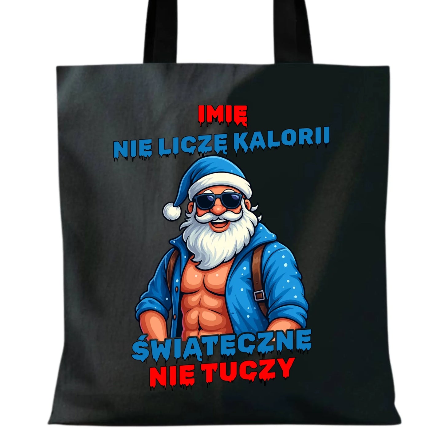 Torba świąteczna z Mikołajem - Świąteczne nie tuczy - personalizowana BN118 - StoryCups.pl