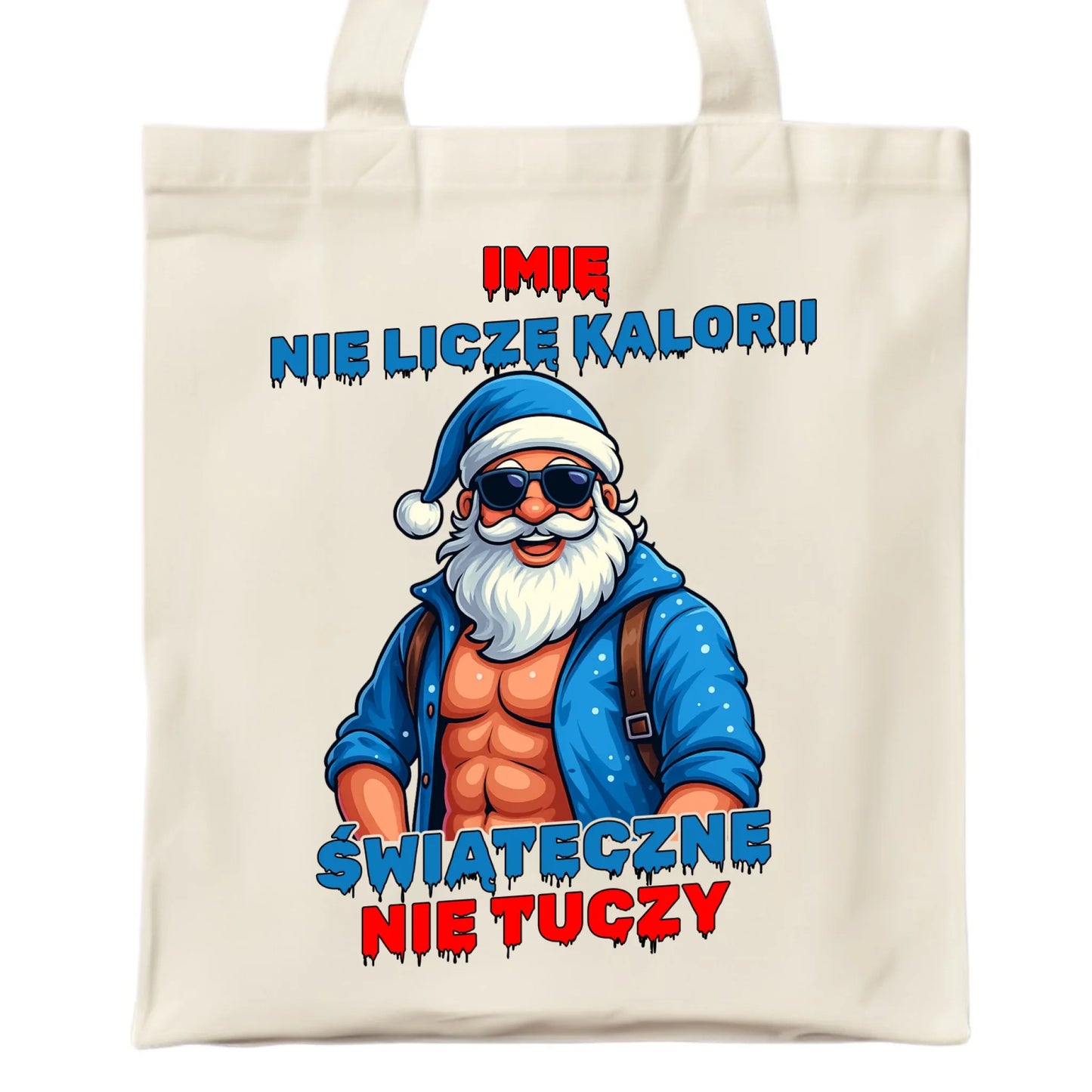 Torba świąteczna z Mikołajem - Świąteczne nie tuczy - personalizowana BN118 - StoryCups.pl