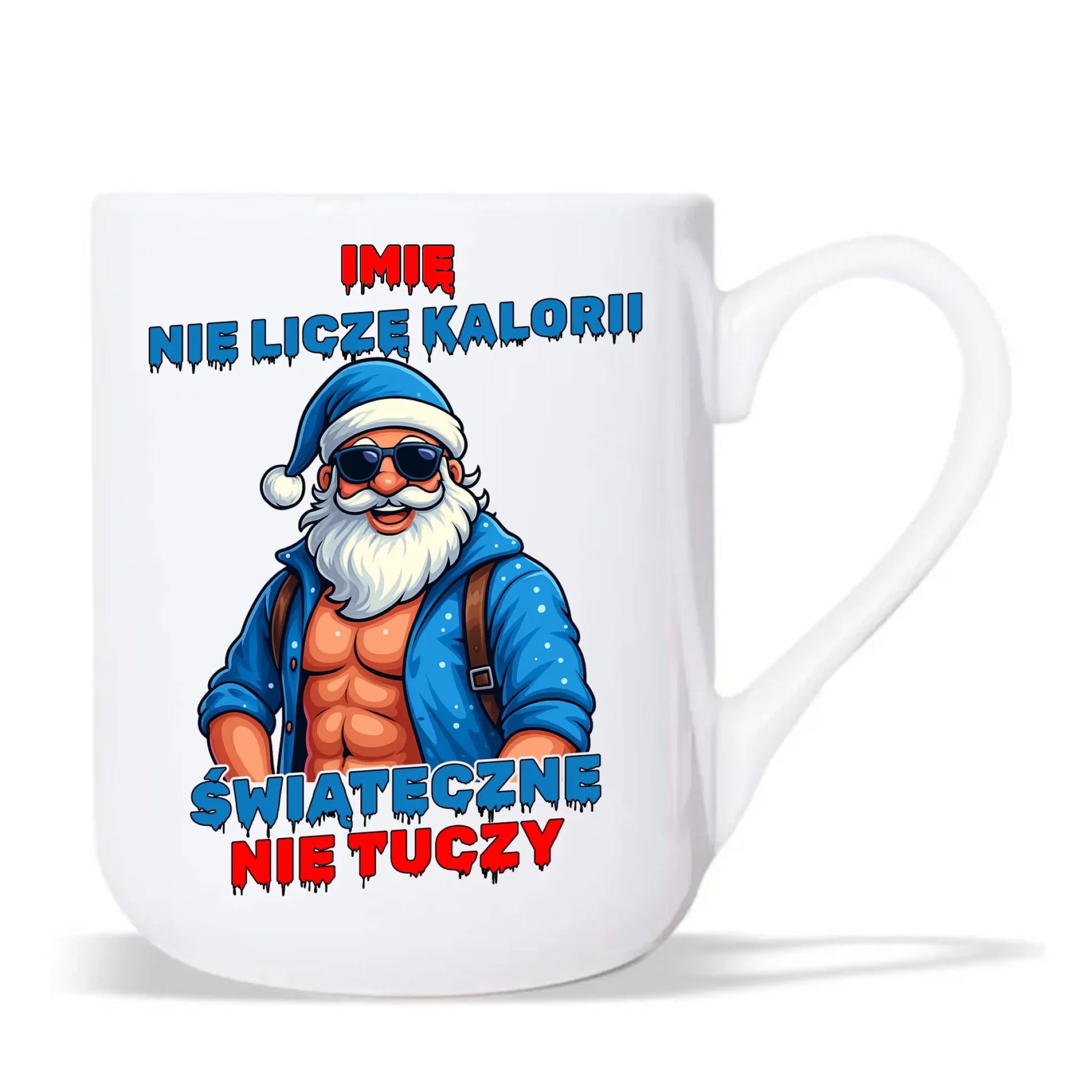 Kubek elegant świąteczny z Mikołajem - Świąteczne nie tuczy - personalizowany BN118 - StoryCups.pl