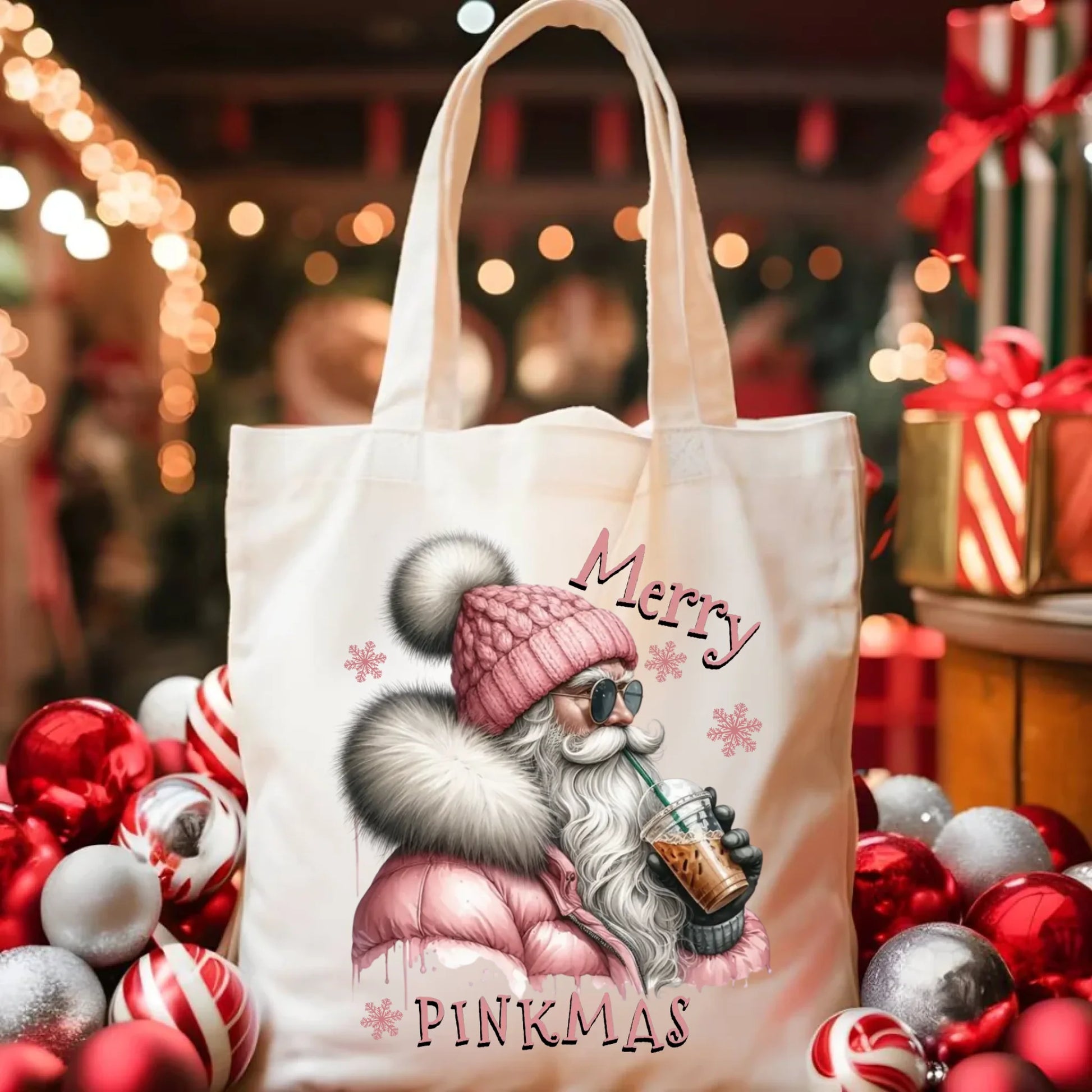 Torba świąteczna - Różowe Święta - Merry pinkmas BN117 - StoryCups.pl
