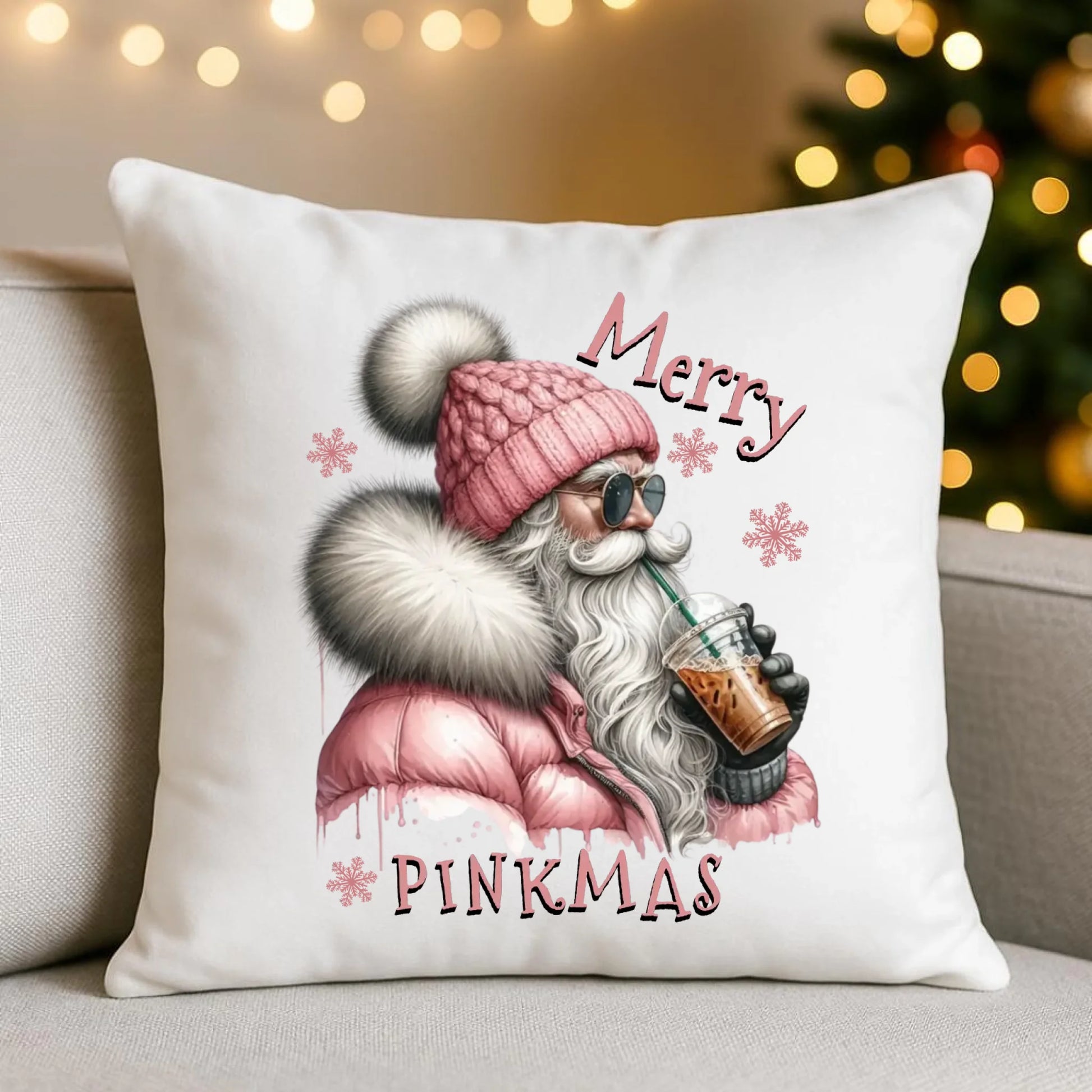 Poduszka świąteczna - Różowe Święta - Merry pinkmas BN117 - StoryCups.pl