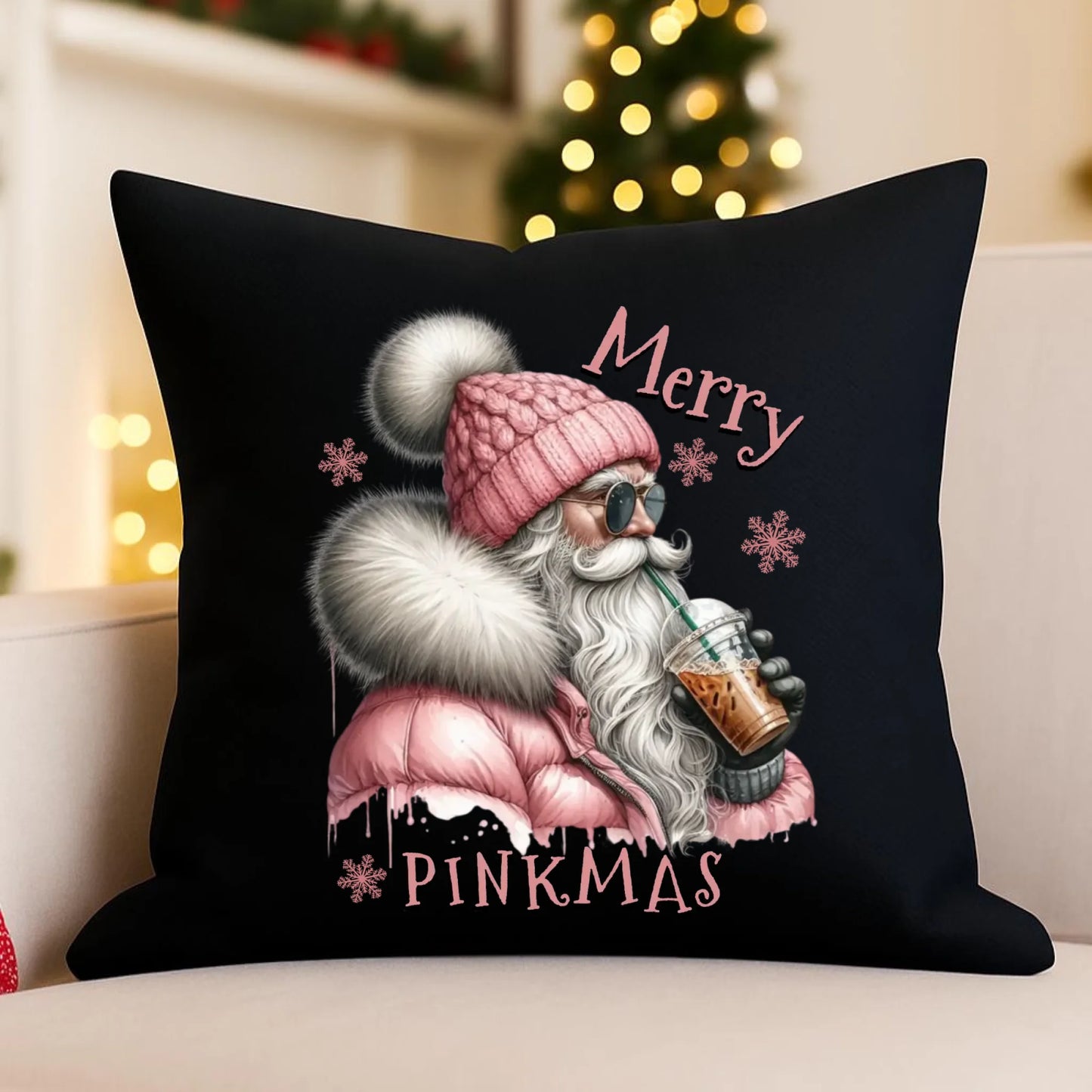 Poduszka dekoracyjna świąteczna - Różowe Święta - Merry pinkmas BN117 - StoryCups.pl
