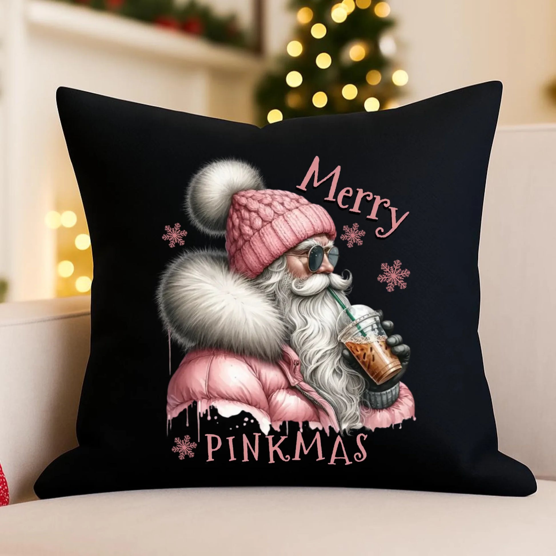 Poduszka dekoracyjna świąteczna - Różowe Święta - Merry pinkmas BN117 - StoryCups.pl