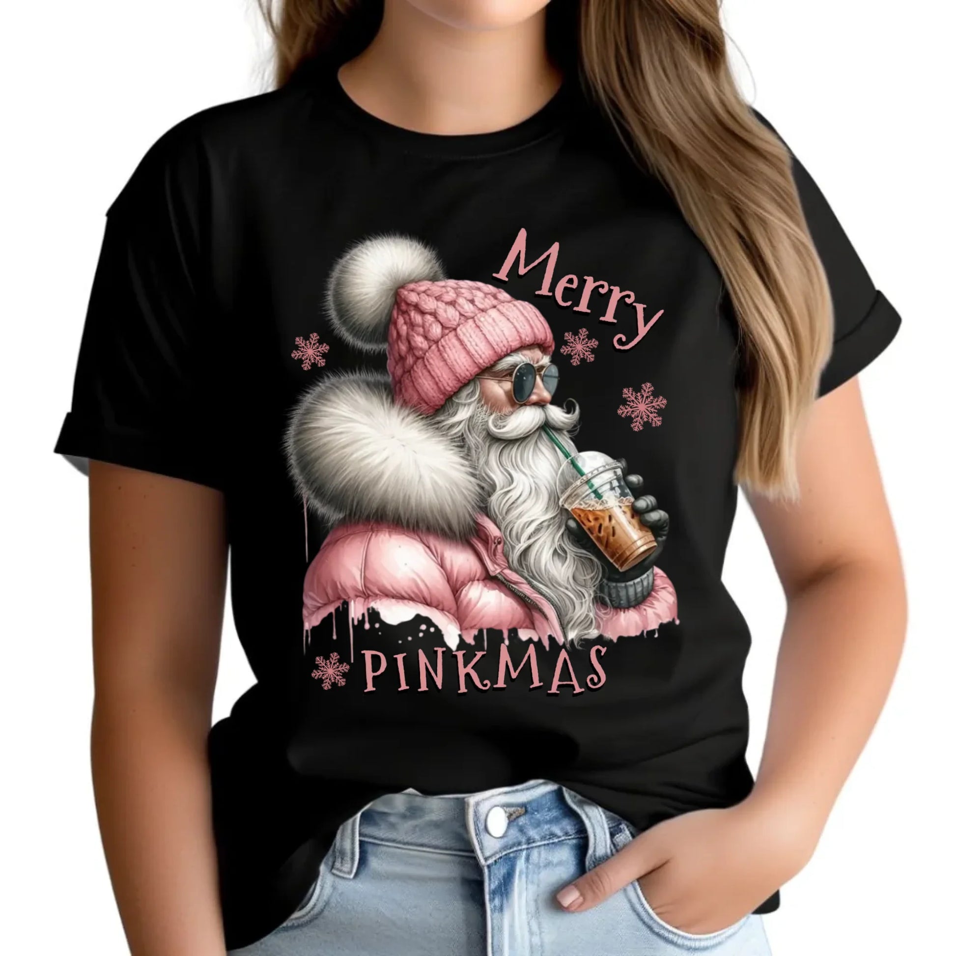 Koszulka damska świąteczna - Różowe Święta - Merry pinkmas BN117 - StoryCups.pl