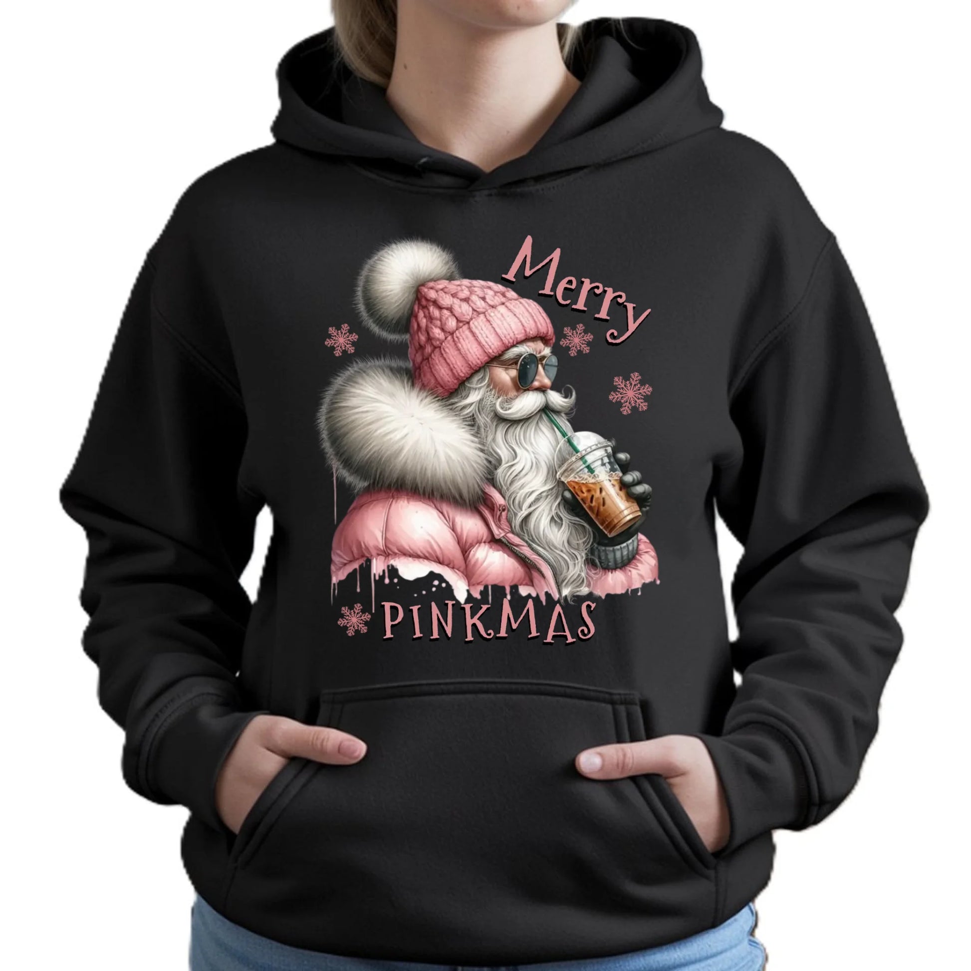 Bluza damska z kapturem świąteczna - Różowe Święta - Merry pinkmas BN117 - StoryCups.pl