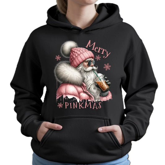 Bluza damska z kapturem świąteczna - Różowe Święta - Merry pinkmas BN117 - StoryCups.pl