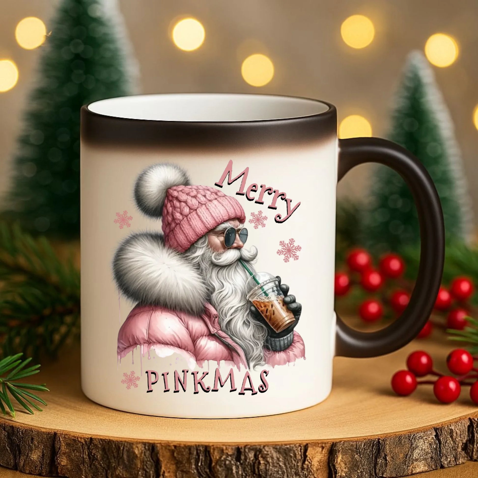 Kubek magiczny świąteczny - Różowe Święta - Merry pinkmas BN117 - StoryCups.pl