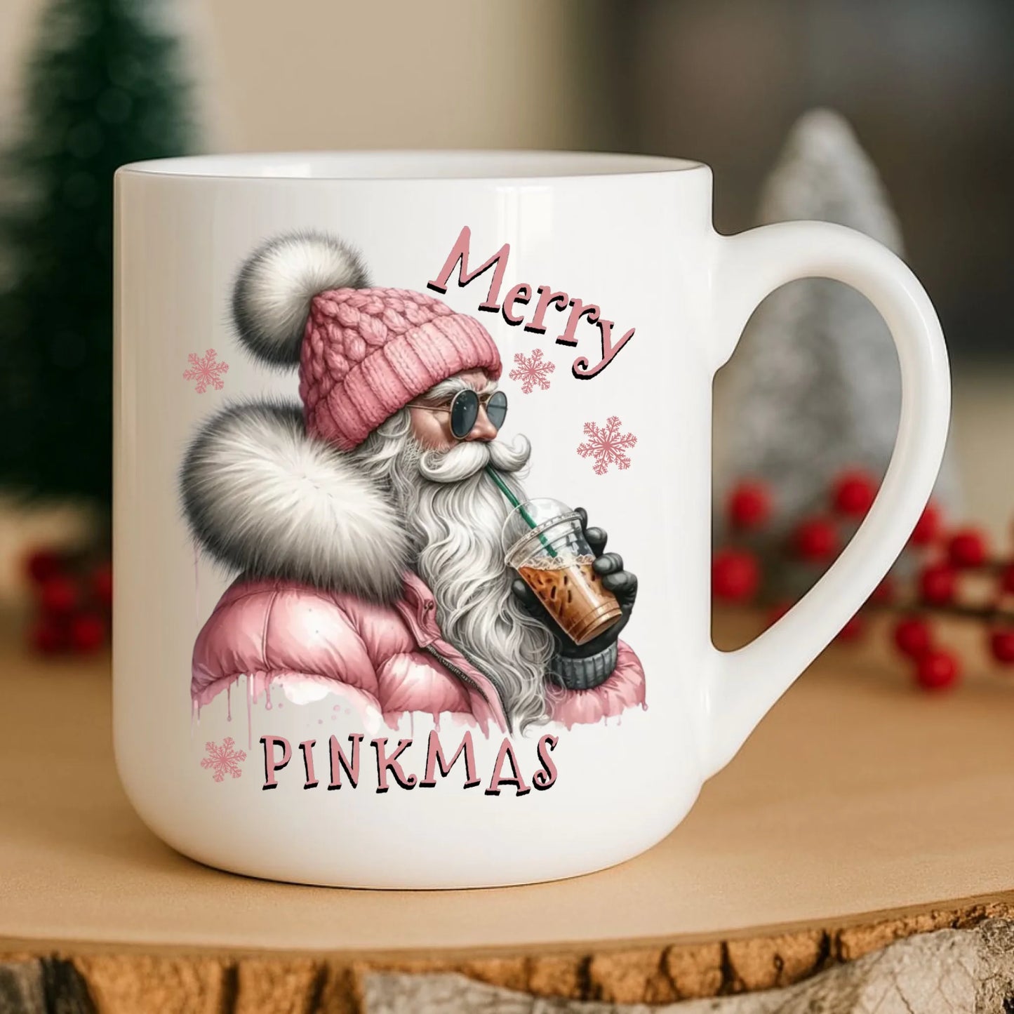 Kubek elegant świąteczny - Różowe Święta - Merry pinkmas BN117 - StoryCups.pl