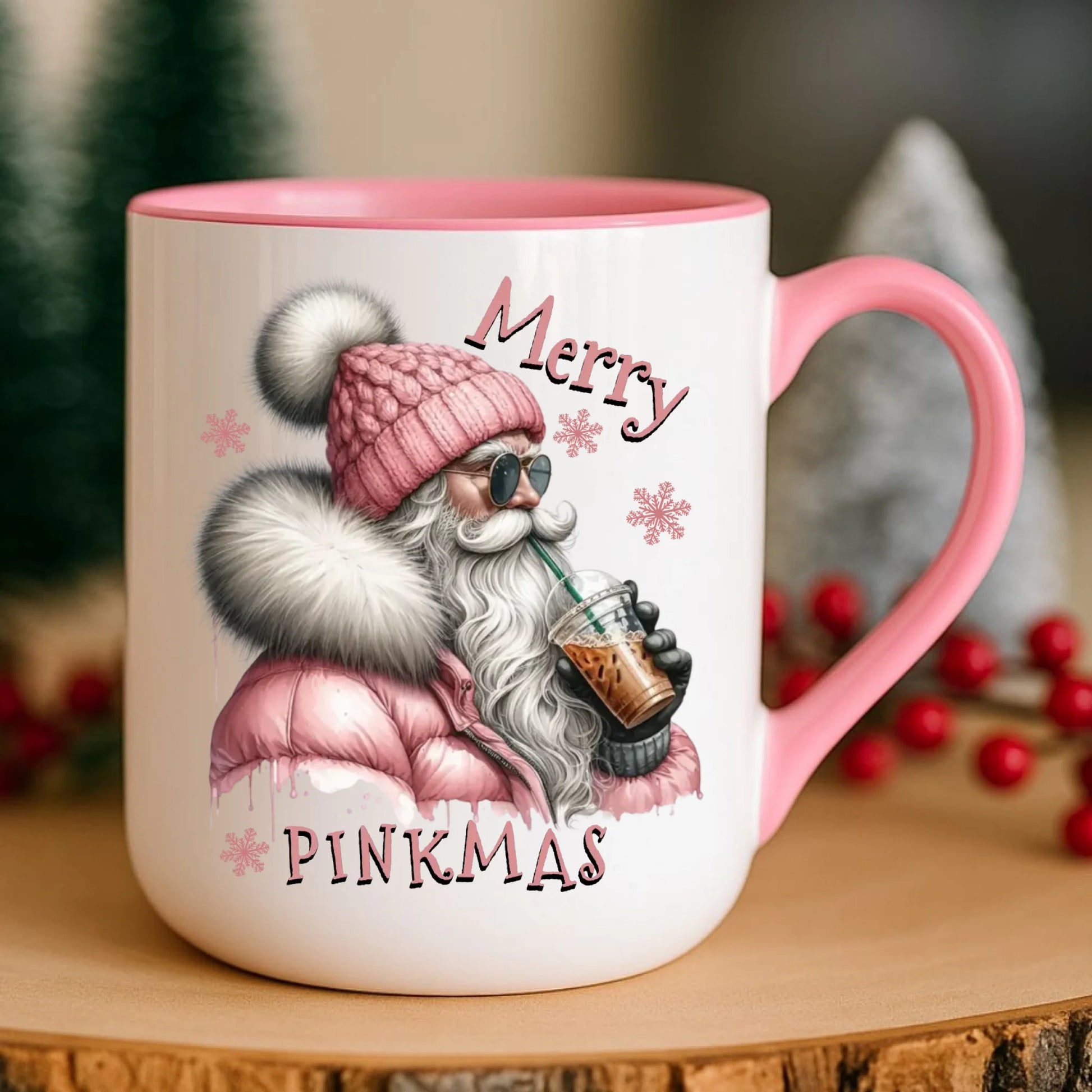 Kubek elegant świąteczny - Różowe Święta - Merry pinkmas BN117 - StoryCups.pl