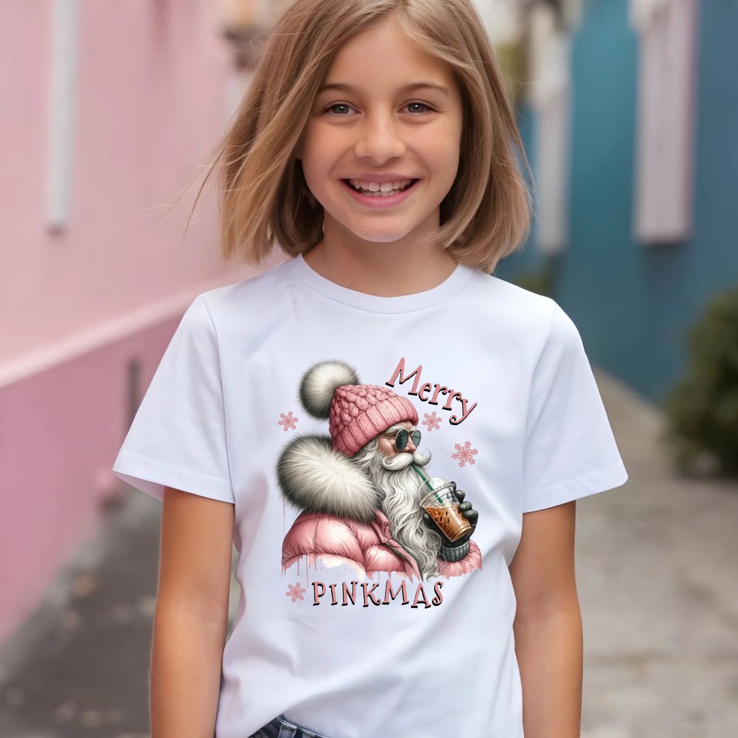 Koszulka dziecięca świąteczna dla dziewczynki - Różowe Święta - Merry Pinkmas BN117 - StoryCups.pl