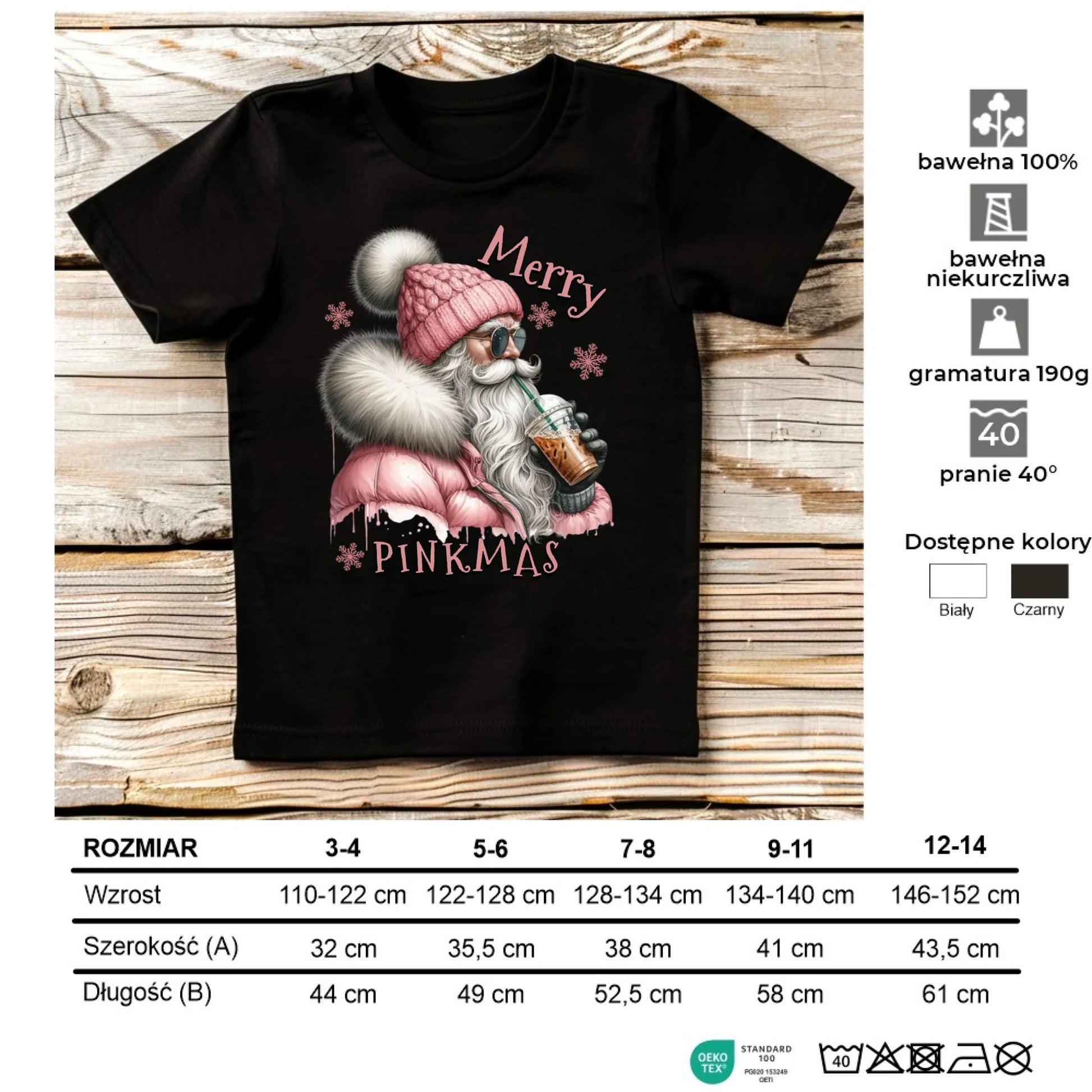 Koszulka dziecięca świąteczna dla dziewczynki - Różowe Święta - Merry Pinkmas BN117 - StoryCups.pl