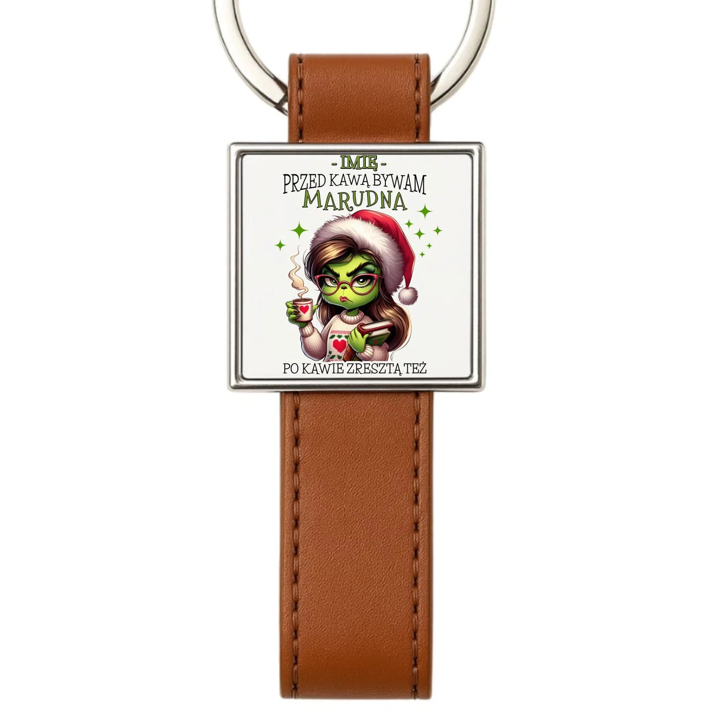 Brelok świąteczny - Grinch - Przed kawą bywam marudna - personalizowany BN116 - StoryCups.pl