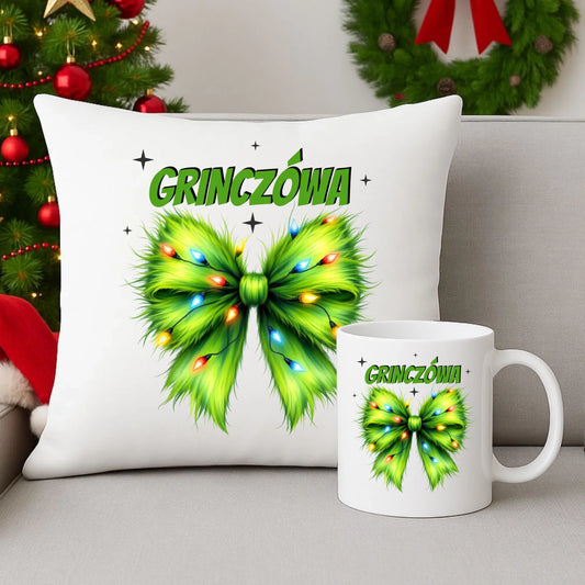 Zestaw poduszka i kubek świąteczny - Grinczówa BN114 - StoryCups.pl