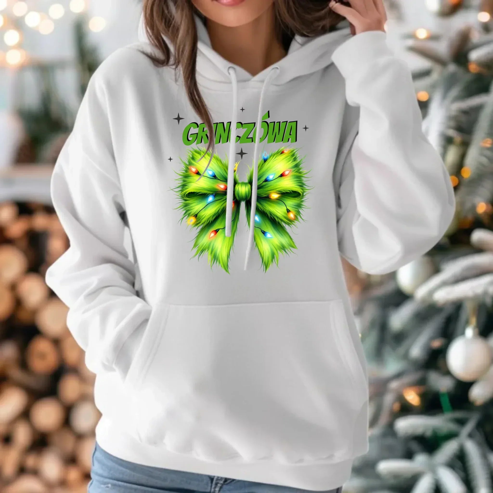 Bluza damska z kapturem świąteczna - Grinczówa BN114 - StoryCups.pl