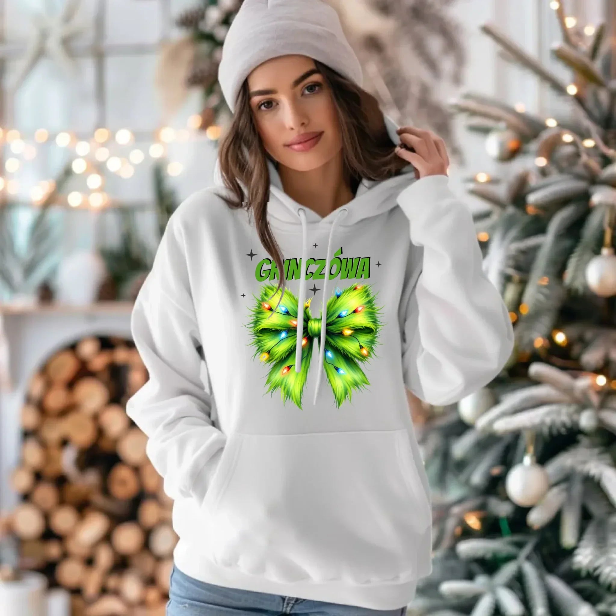 Bluza damska z kapturem świąteczna - Grinczówa BN114 - StoryCups.pl