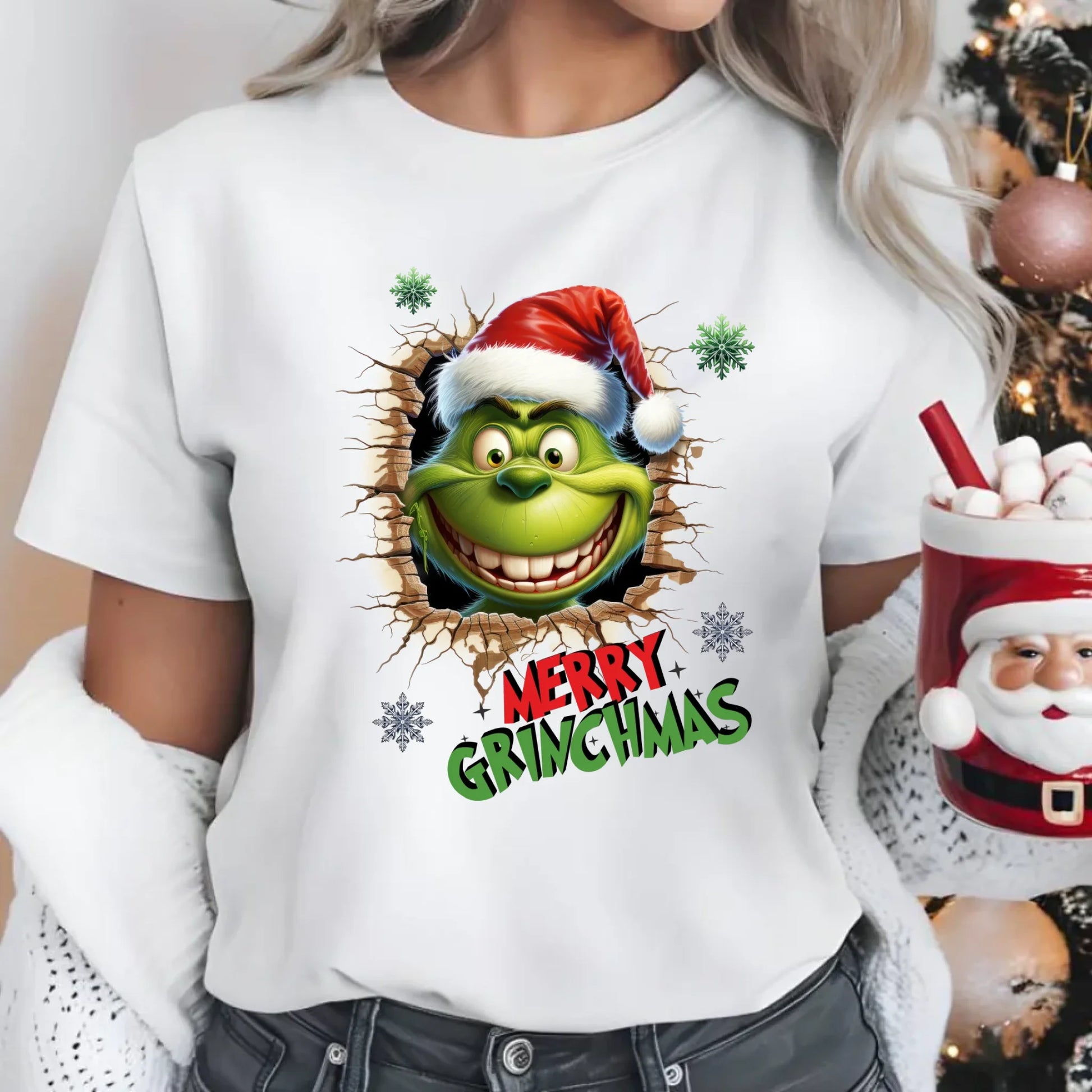 Koszulka damska świąteczna - Grinch - Merry Grinchmas BN113 - StoryCups.pl