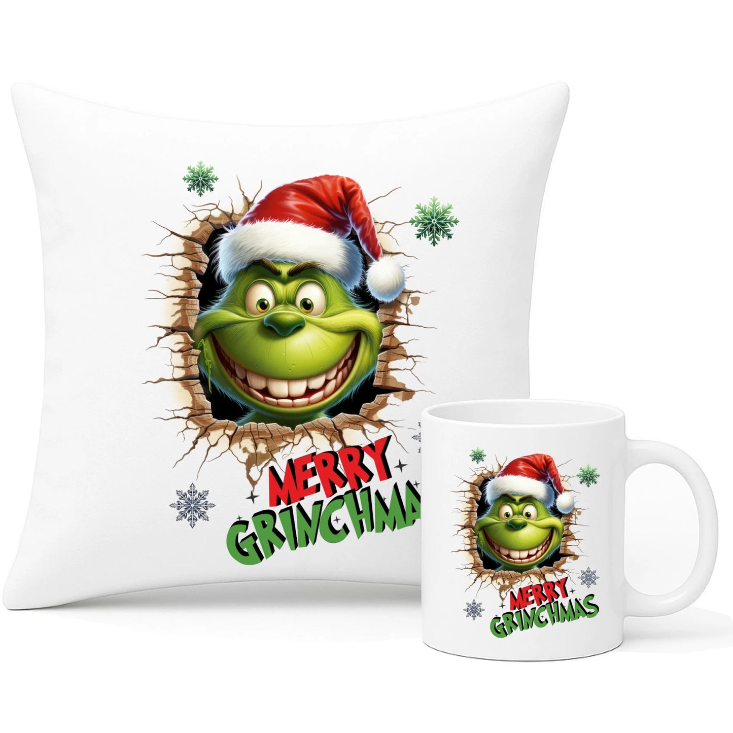 Zestaw poduszka i kubek świąteczny - Grinch - Merry Grinchmas BN113 - StoryCups.pl