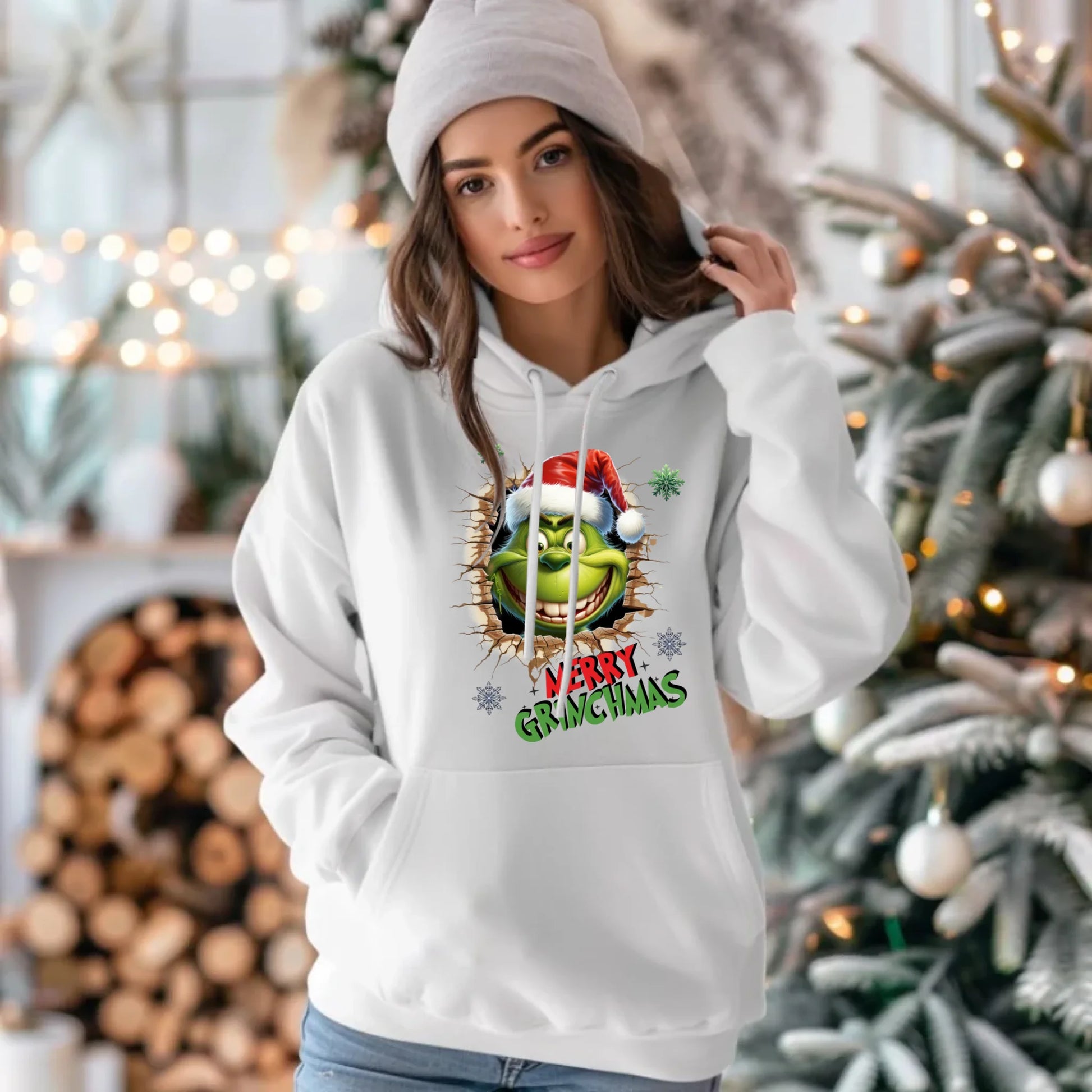 Bluza damska z kapturem świąteczna - Grinch - Merry Grinchmas BN113 - StoryCups.pl