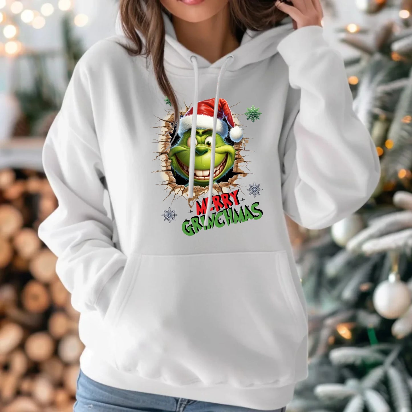Bluza damska z kapturem świąteczna - Grinch - Merry Grinchmas BN113 - StoryCups.pl