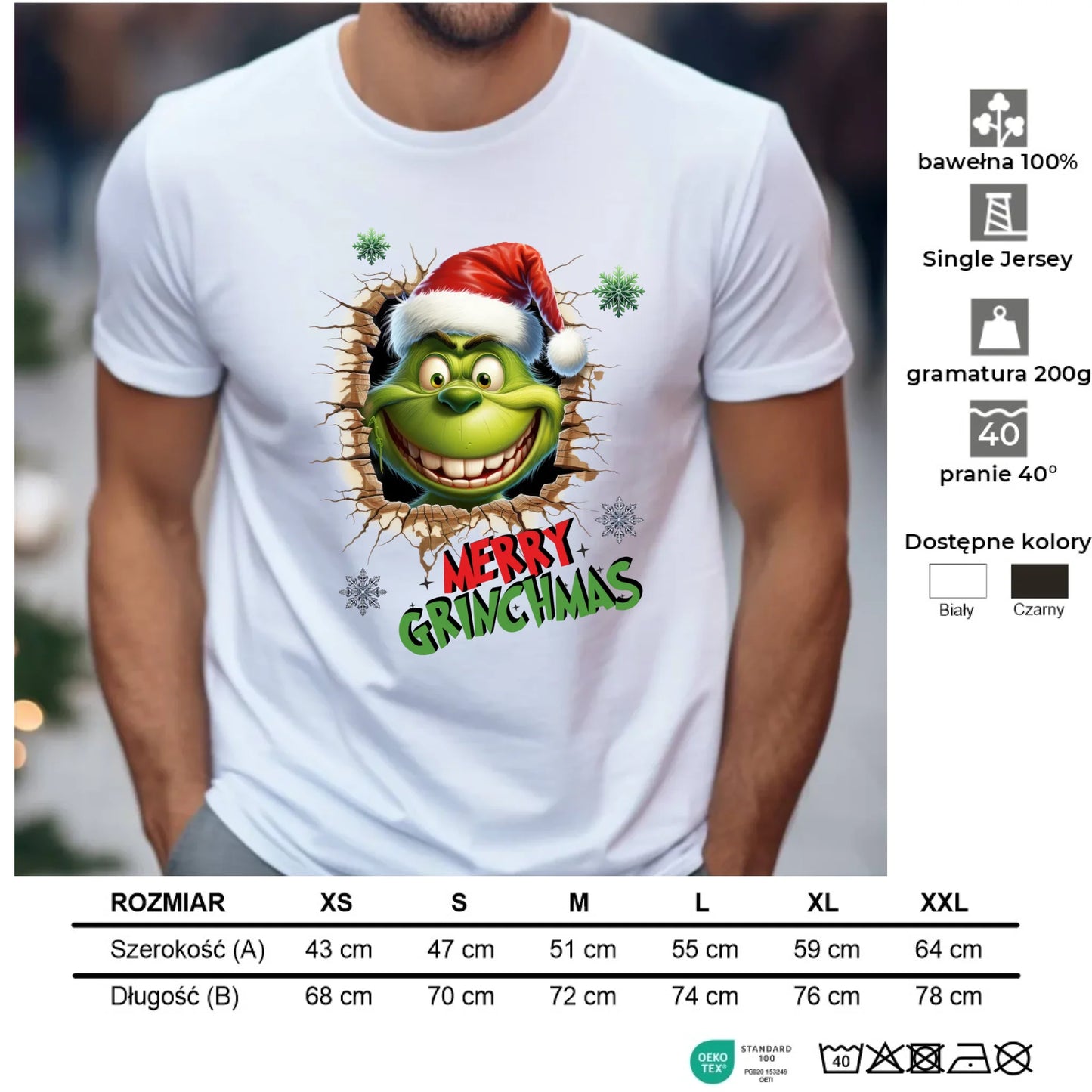 Koszulka męska świąteczna - Grinch - Merry Grinchmas BN113 - StoryCups.pl