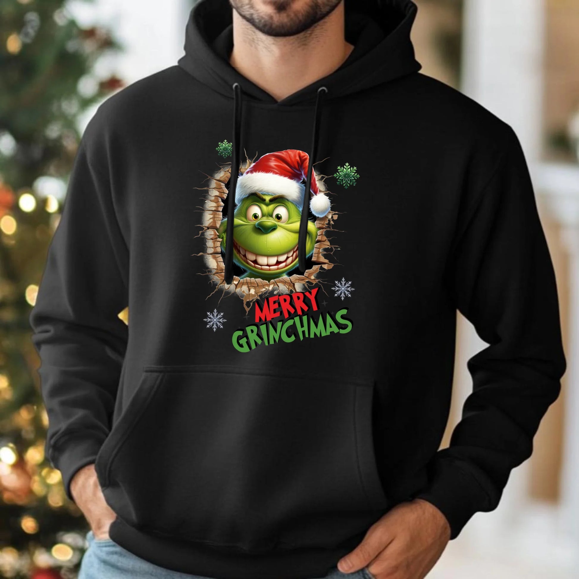 Bluza męska z kapturem świąteczna - Grinch - Merry Grinchmas BN113 - StoryCups.pl