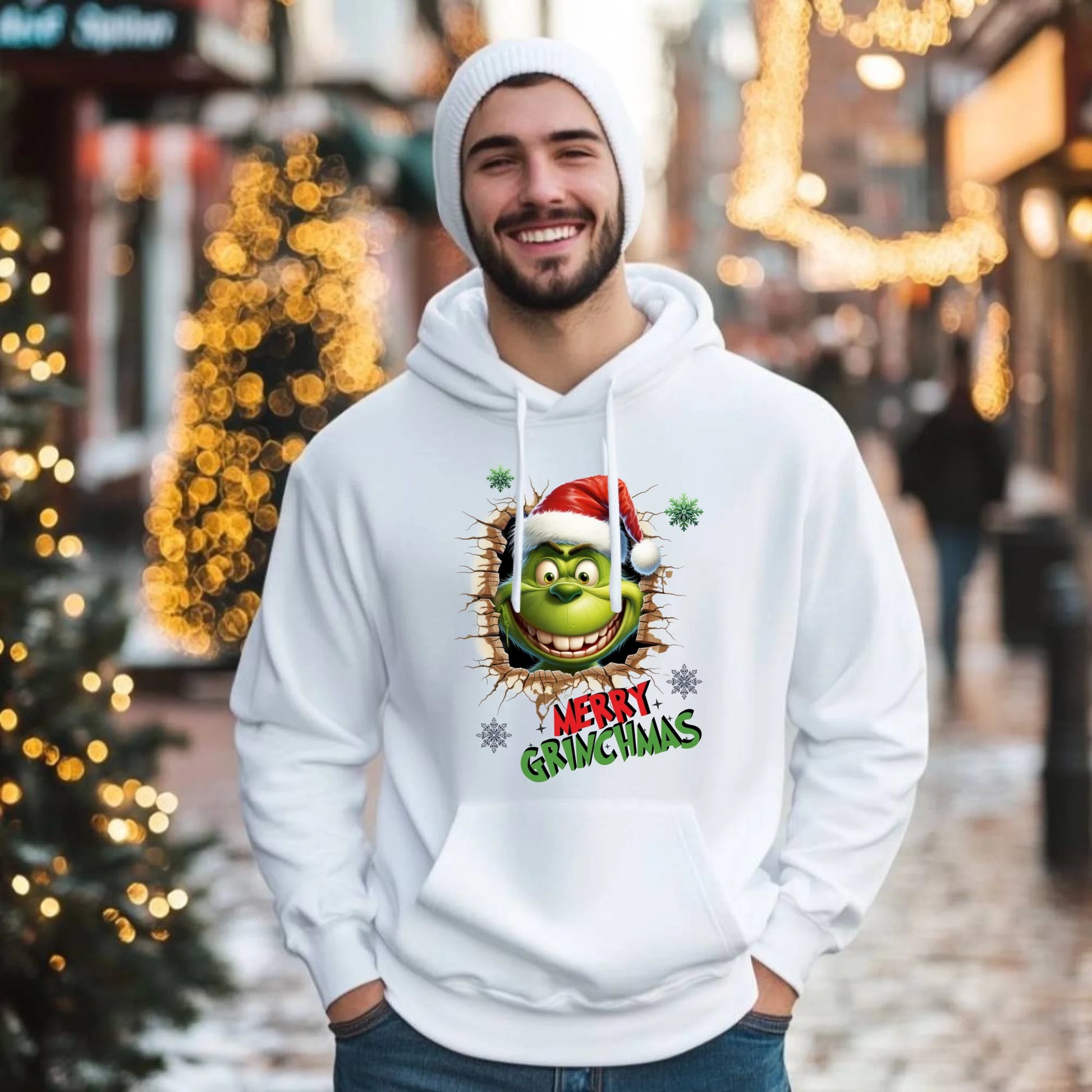 Bluza męska z kapturem świąteczna - Grinch - Merry Grinchmas BN113 - StoryCups.pl