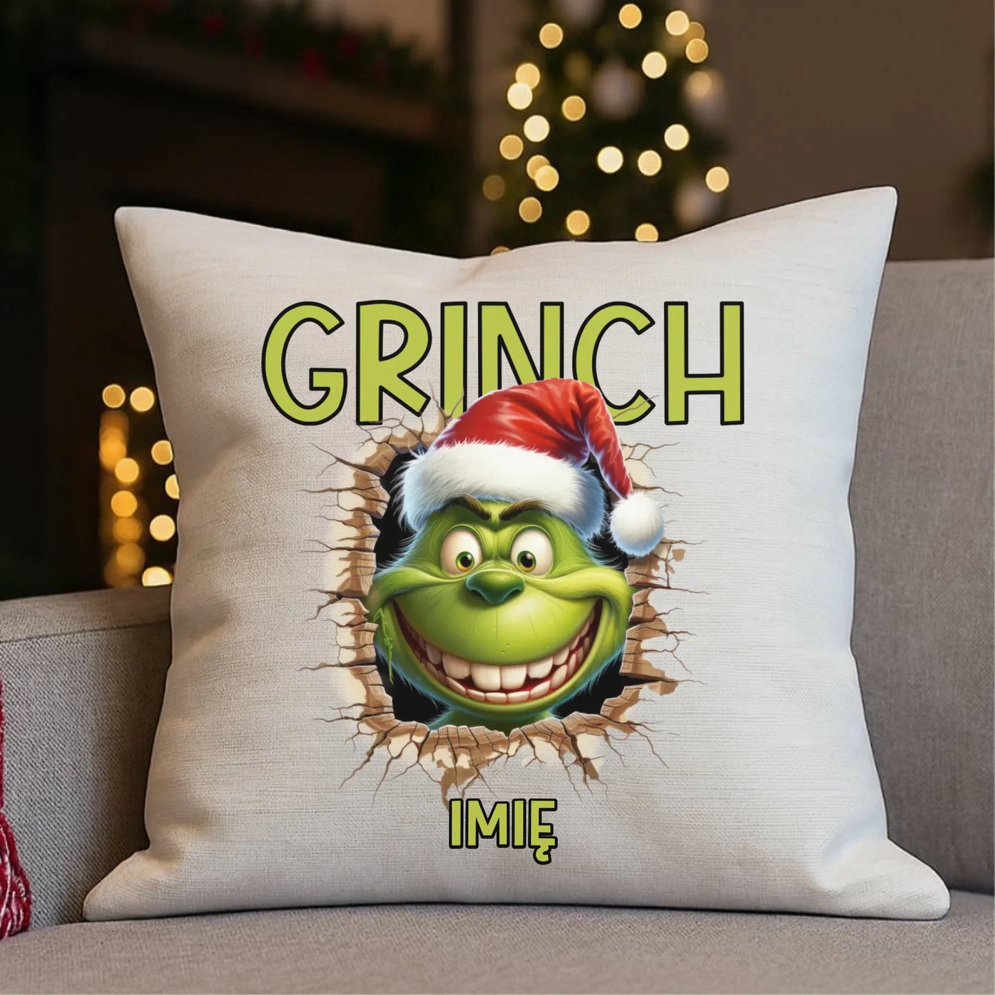 Poduszka świąteczna - Grinch - personalizowana BN112 - StoryCups.pl