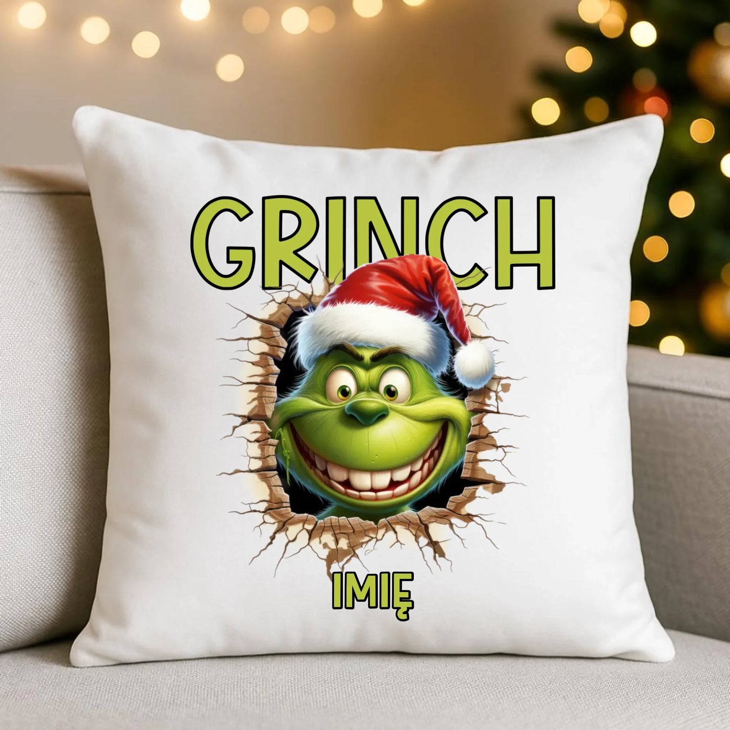 Poduszka świąteczna - Grinch - personalizowana BN112 - StoryCups.pl