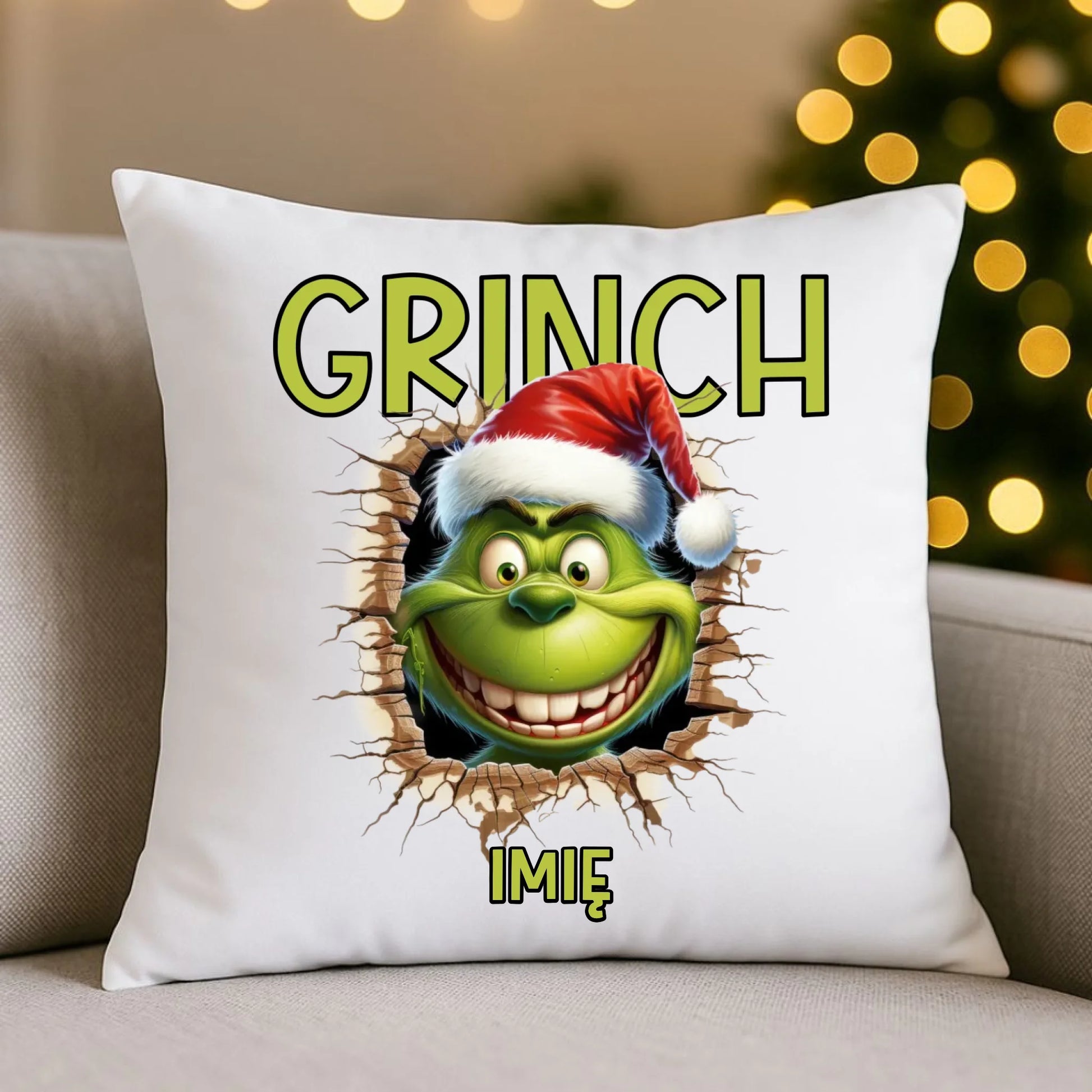 Poduszka świąteczna - Grinch - personalizowana BN112 - StoryCups.pl
