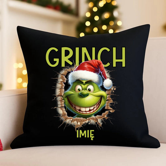 Poduszka dekoracyjna świąteczna - Grinch - personalizowana BN112 - StoryCups.pl