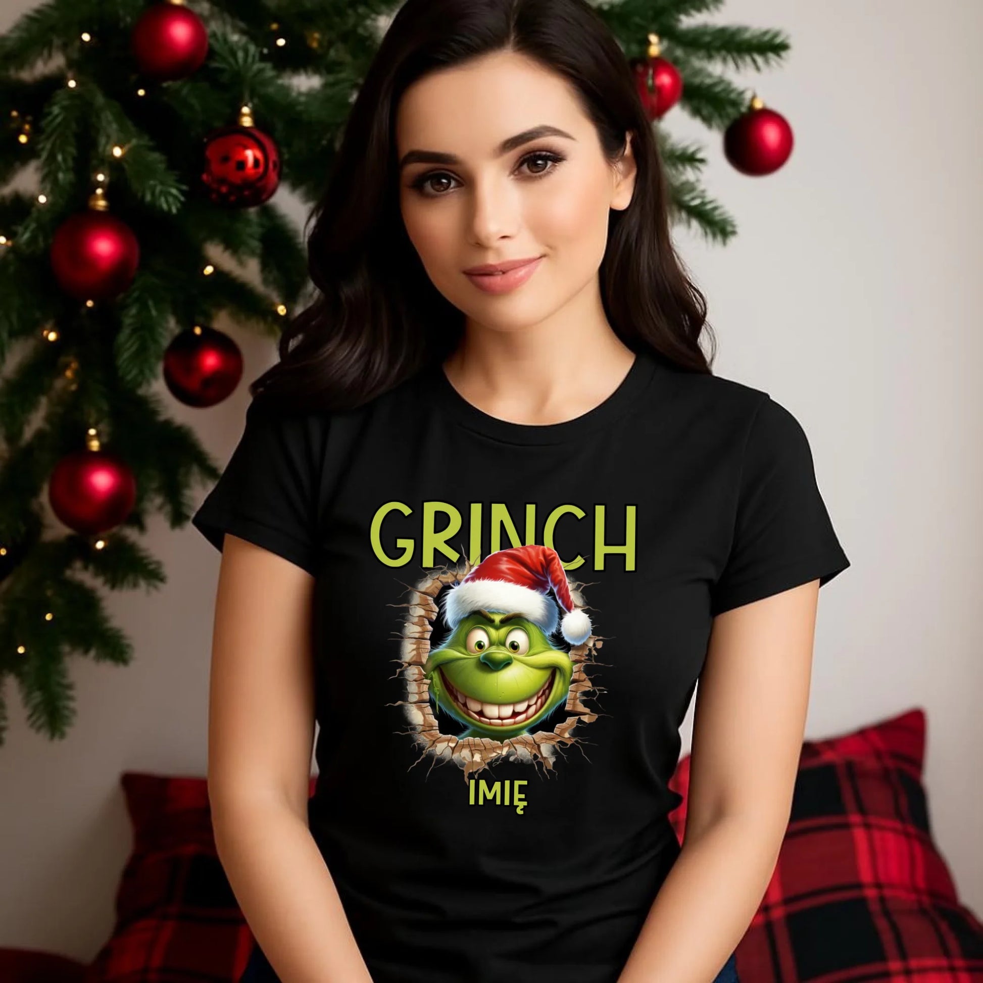 Koszulka damska świąteczna - Grinch - personalizowana BN112 - StoryCups.pl