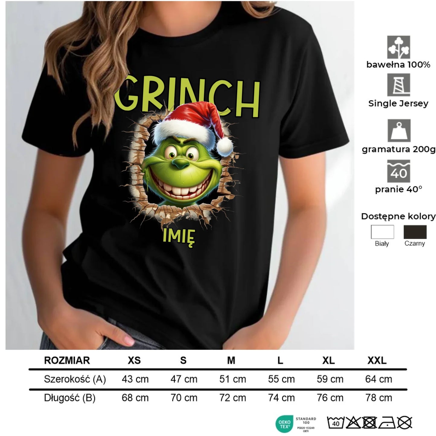 Koszulka damska świąteczna - Grinch - personalizowana BN112 - StoryCups.pl