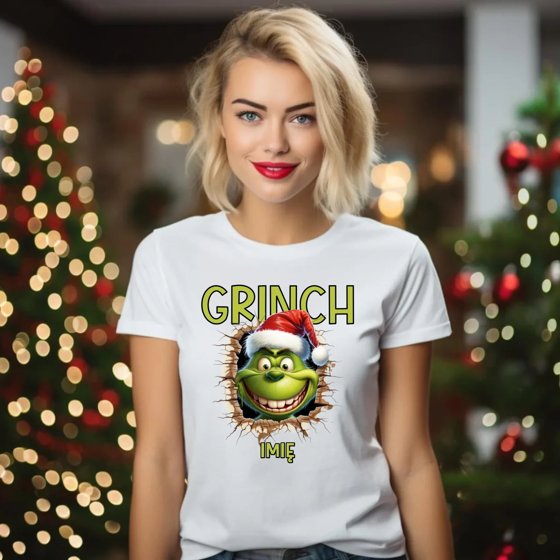 Koszulka damska świąteczna - Grinch - personalizowana BN112 - StoryCups.pl