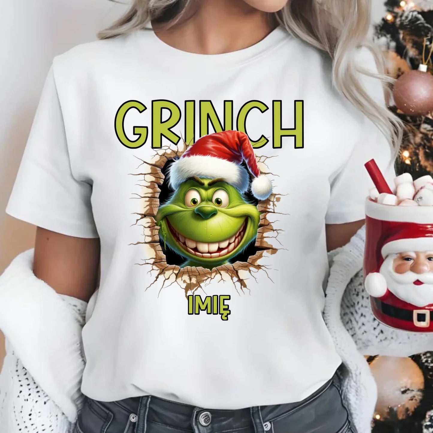 Koszulka damska świąteczna - Grinch - personalizowana BN112 - StoryCups.pl