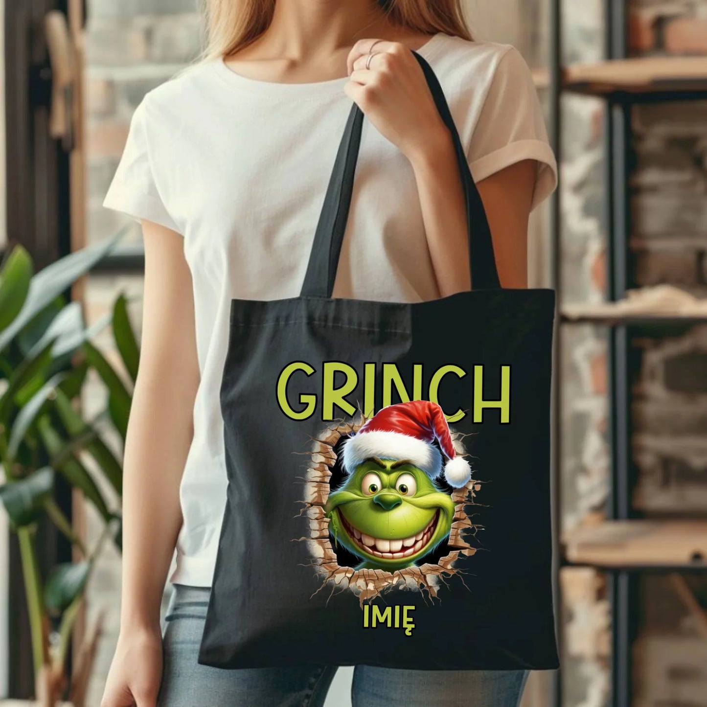 Torba świąteczna - Grinch - personalizowana BN112 - StoryCups.pl