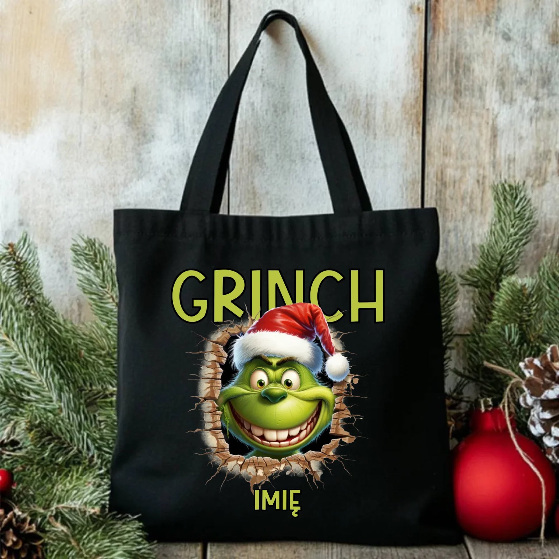 Torba świąteczna - Grinch - personalizowana BN112 - StoryCups.pl