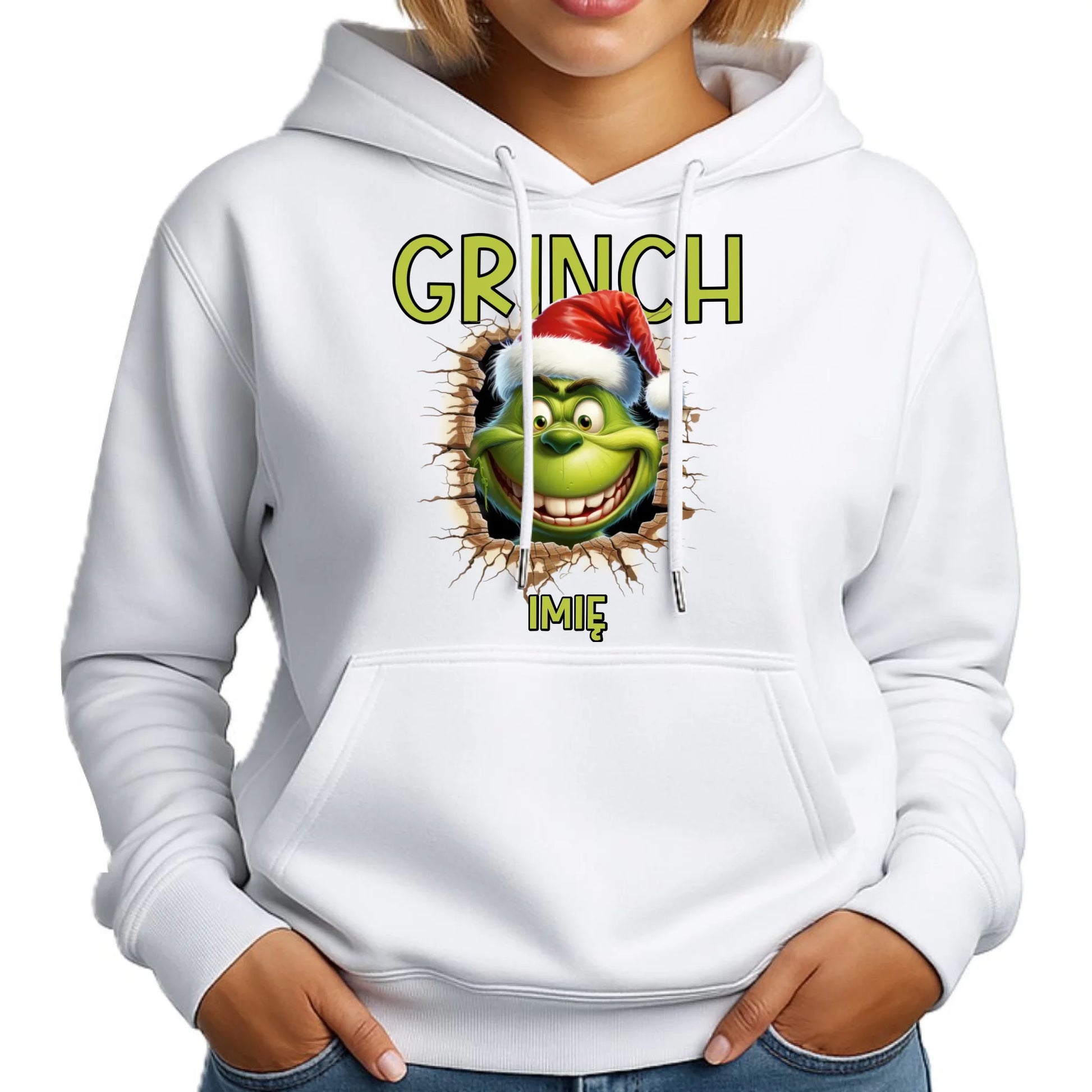 Bluza damska z kapturem świąteczna - Grinch - personalizowana BN112 - StoryCups.pl